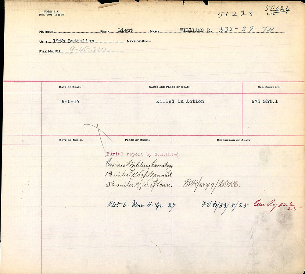 Title: Commonwealth War Graves Registers, First World War - Mikan Number: 46246 - Microform: 31830_B016655