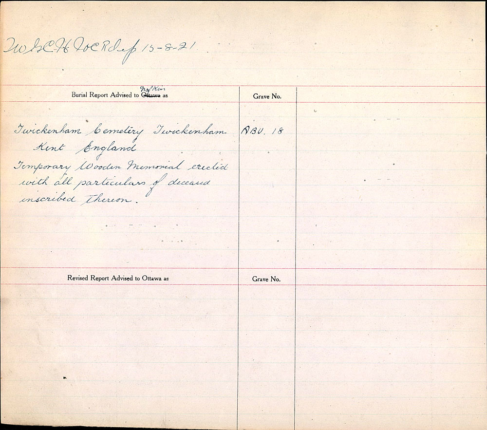 Title: Commonwealth War Graves Registers, First World War - Mikan Number: 46246 - Microform: 31830_B016659