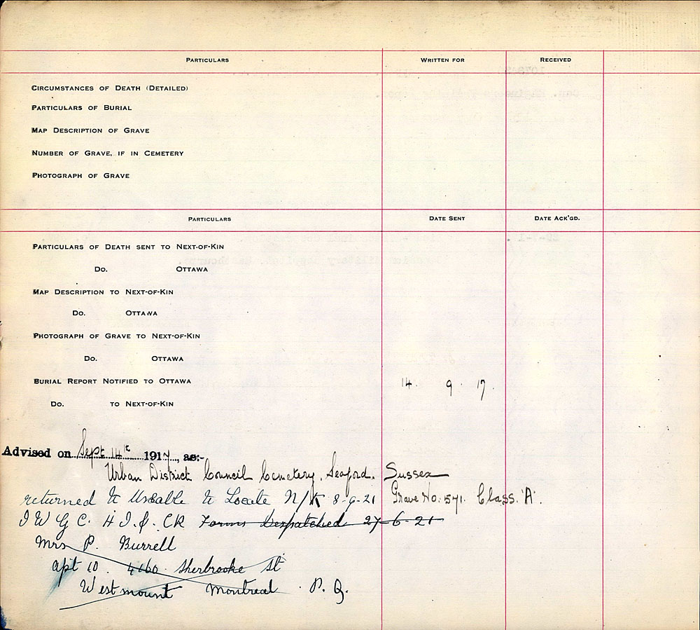 Title: Commonwealth War Graves Registers, First World War - Mikan Number: 46246 - Microform: 31830_B016660