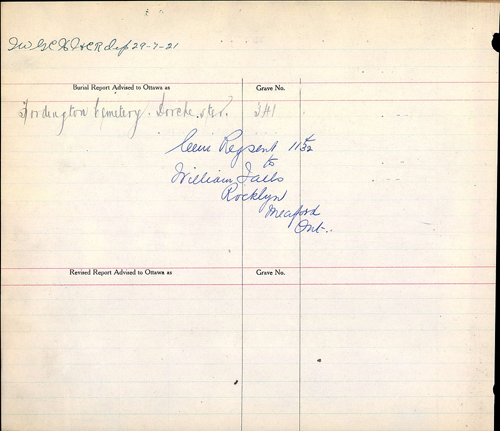 Title: Commonwealth War Graves Registers, First World War - Mikan Number: 46246 - Microform: 31830_B016661