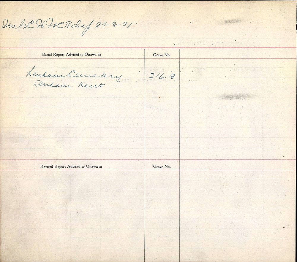 Title: Commonwealth War Graves Registers, First World War - Mikan Number: 46246 - Microform: 31830_B016664