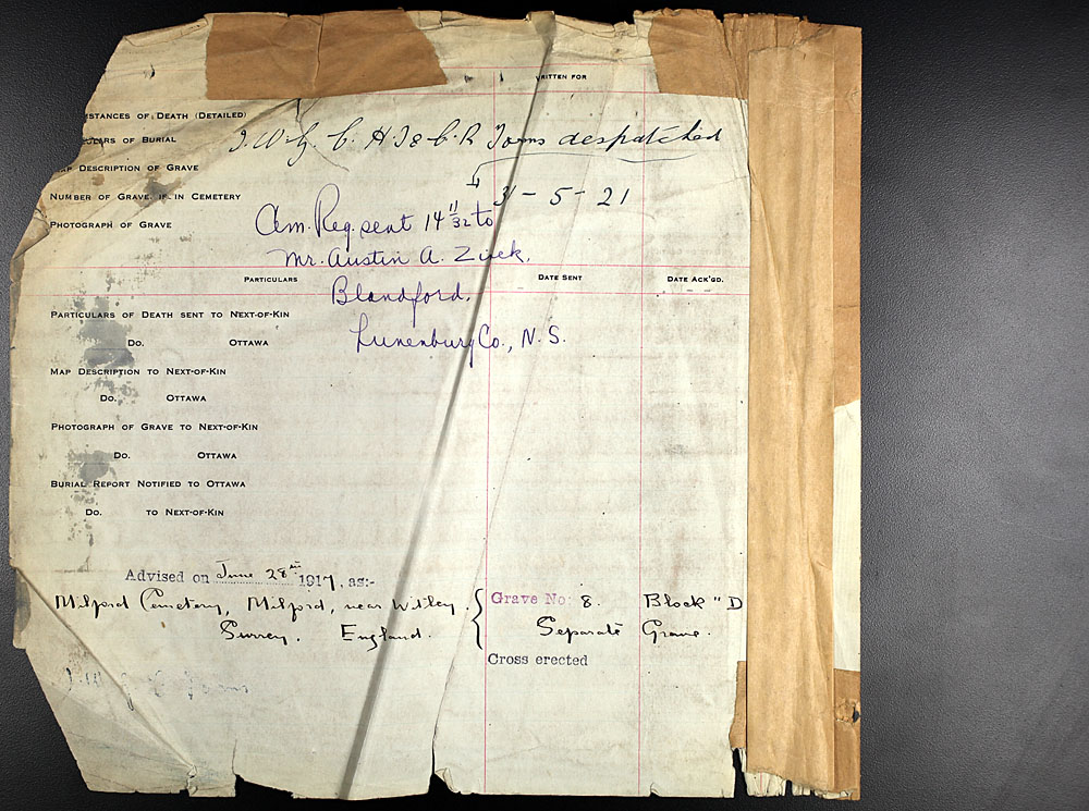 Title: Commonwealth War Graves Registers, First World War - Mikan Number: 46246 - Microform: 31830_B016664