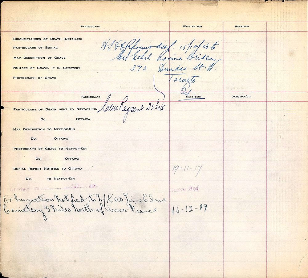 Title: Commonwealth War Graves Registers, First World War - Mikan Number: 46246 - Microform: 31830_B016666