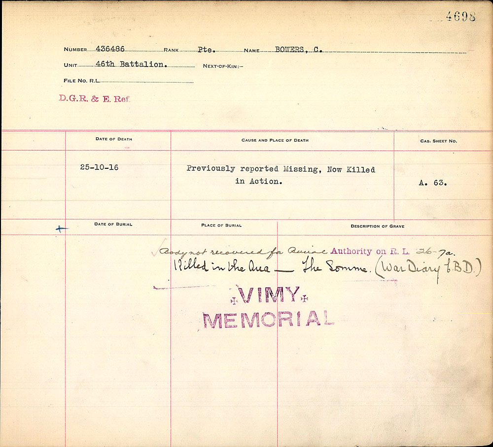Titre : Registres de spultures de guerre du Commonwealth, Premire Guerre mondiale - N d'enregistrement Mikan : 46246 - Microforme : 31830_B016667