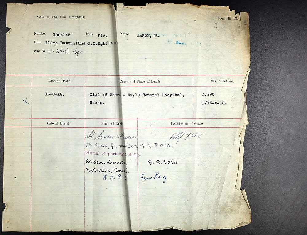 Titre : Registres de spultures de guerre du Commonwealth, Premire Guerre mondiale - N d'enregistrement Mikan : 46246 - Microforme : 31830_B016669