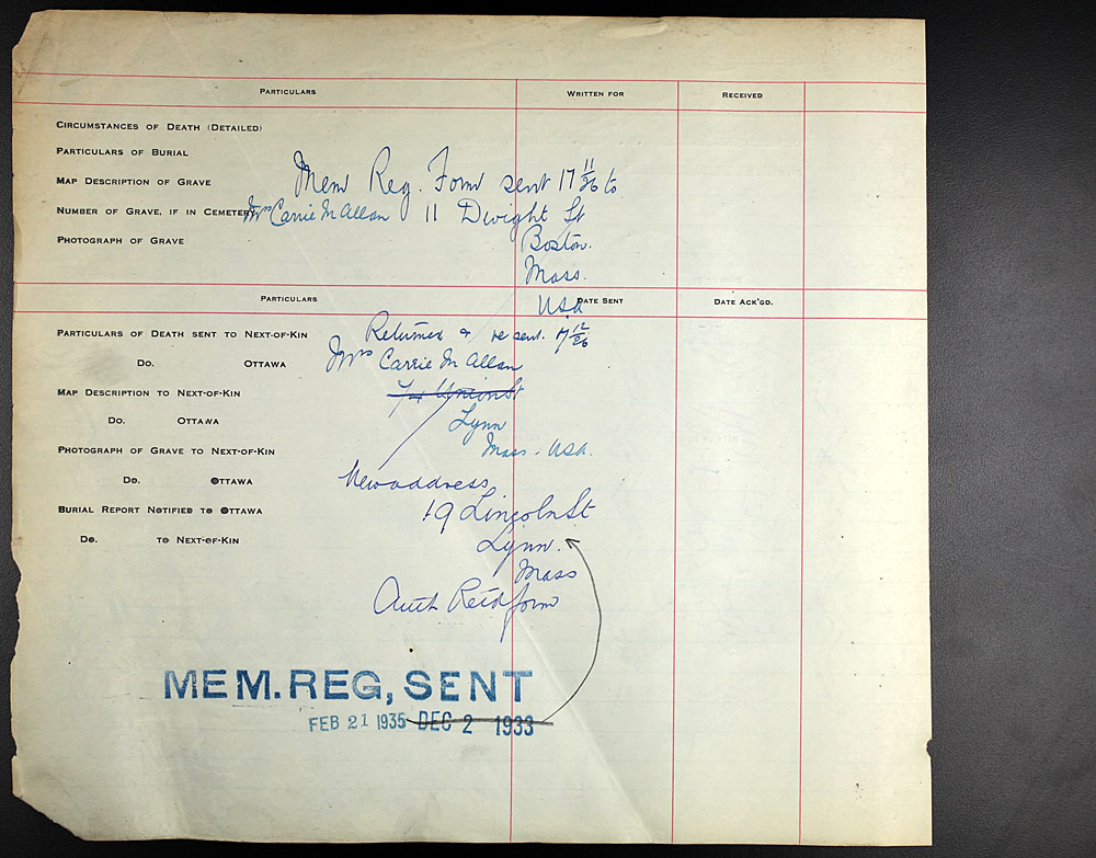 Titre : Registres de spultures de guerre du Commonwealth, Premire Guerre mondiale - N d'enregistrement Mikan : 46246 - Microforme : 31830_B016669