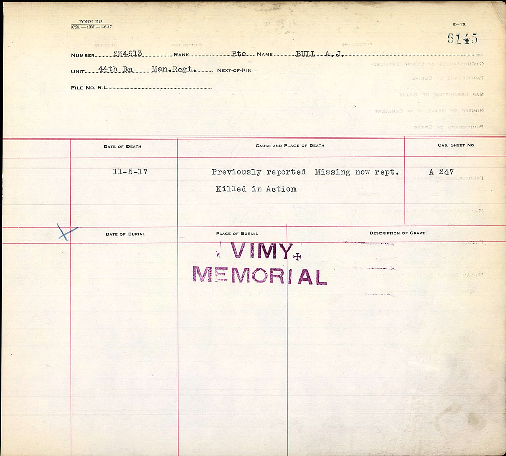 Title: Commonwealth War Graves Registers, First World War - Mikan Number: 46246 - Microform: 31830_B016670