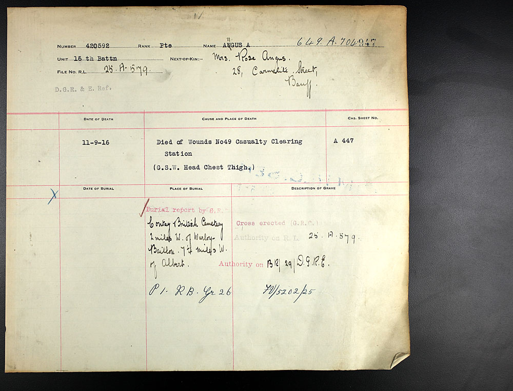 Title: Commonwealth War Graves Registers, First World War - Mikan Number: 46246 - Microform: 31830_B016674