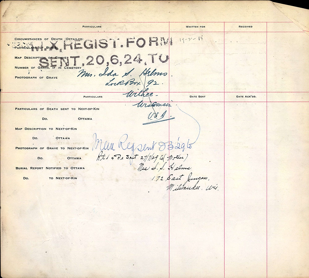 Title: Commonwealth War Graves Registers, First World War - Mikan Number: 46246 - Microform: 31830_B016676