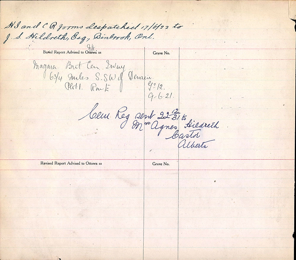 Titre : Registres de spultures de guerre du Commonwealth, Premire Guerre mondiale - N d'enregistrement Mikan : 46246 - Microforme : 31830_B016680
