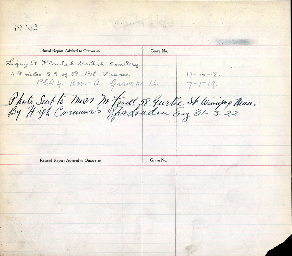 Title: Commonwealth War Graves Registers, First World War - Mikan Number: 46246 - Microform: 31830_B016681