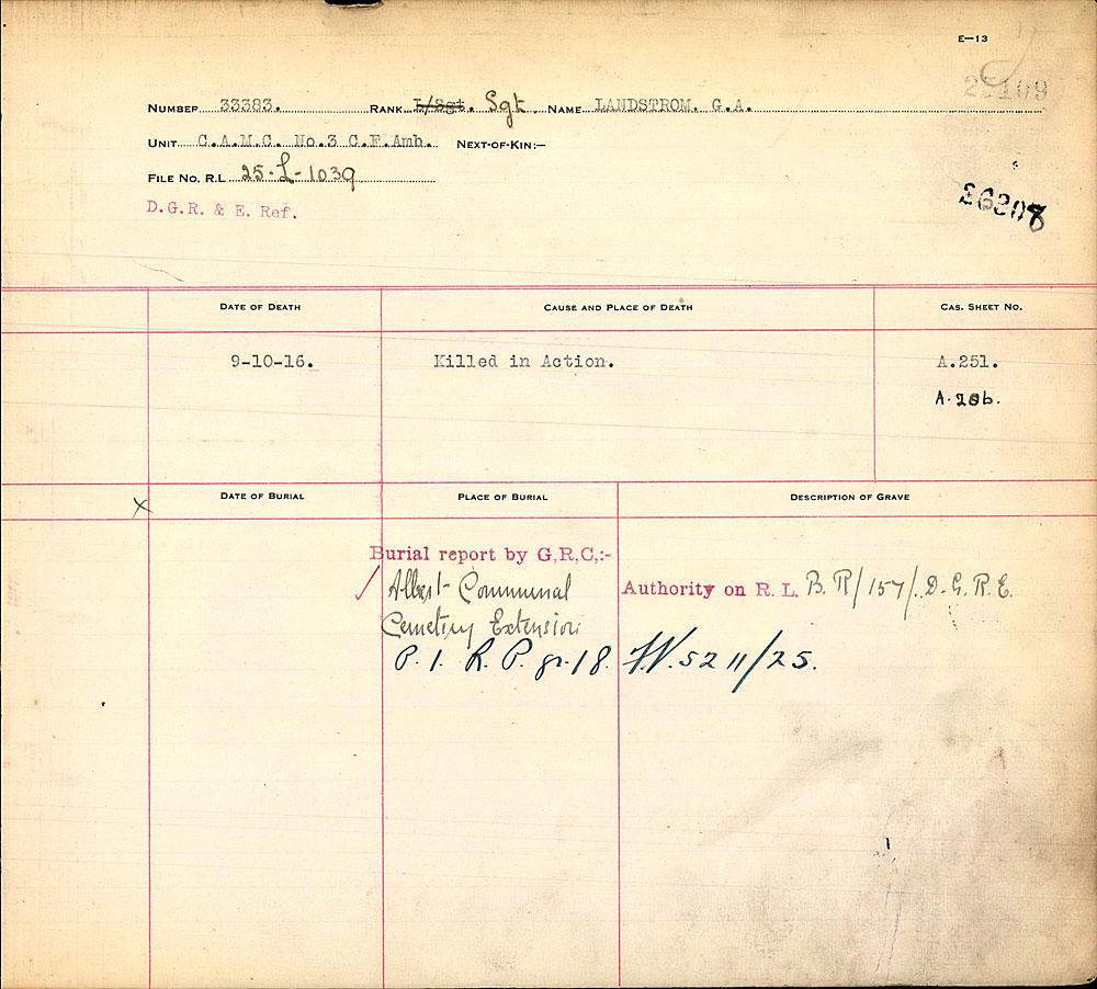 Titre : Registres de spultures de guerre du Commonwealth, Premire Guerre mondiale - N d'enregistrement Mikan : 46246 - Microforme : 31830_B034448