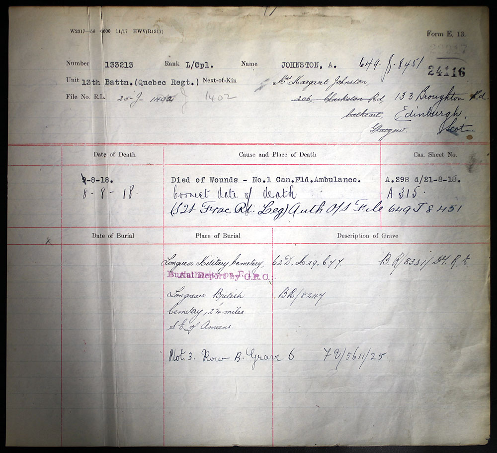 Title: Commonwealth War Graves Registers, First World War - Mikan Number: 46246 - Microform: 31830_B034450