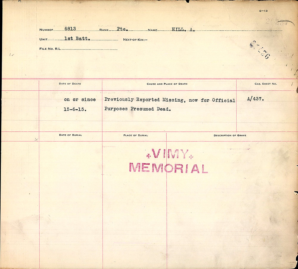 Title: Commonwealth War Graves Registers, First World War - Mikan Number: 46246 - Microform: 31830_B034451