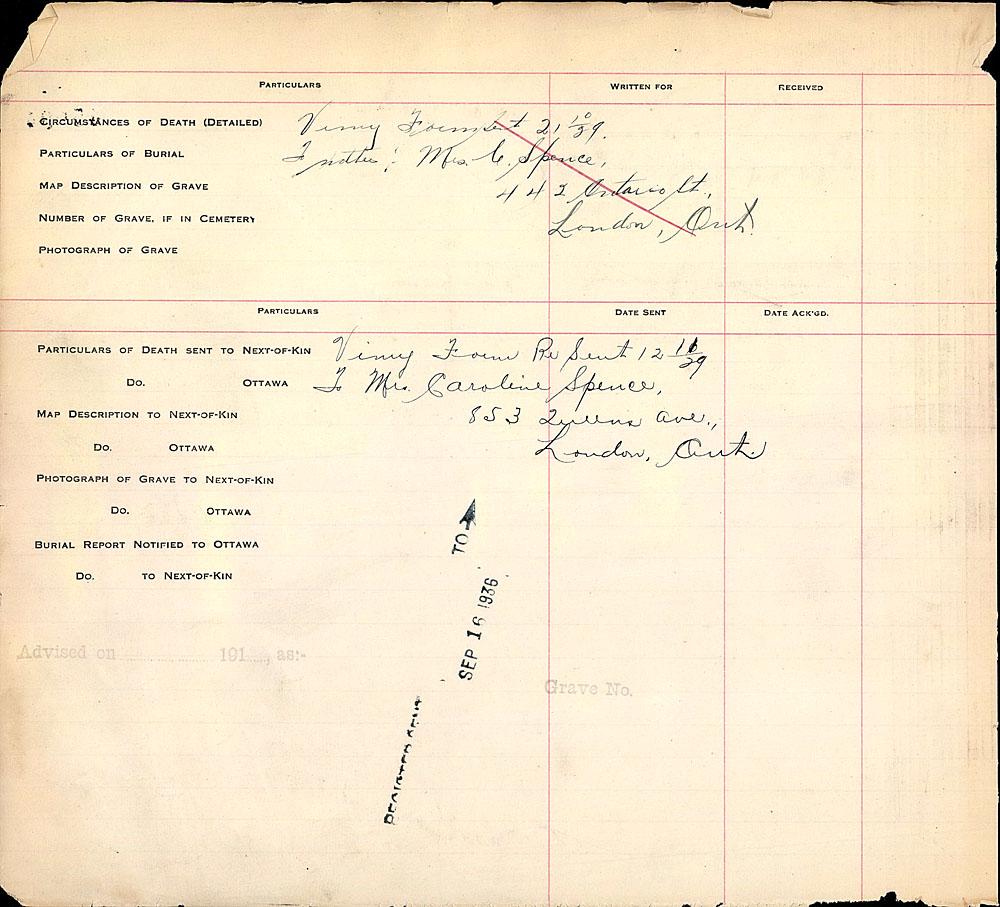 Title: Commonwealth War Graves Registers, First World War - Mikan Number: 46246 - Microform: 31830_B034454