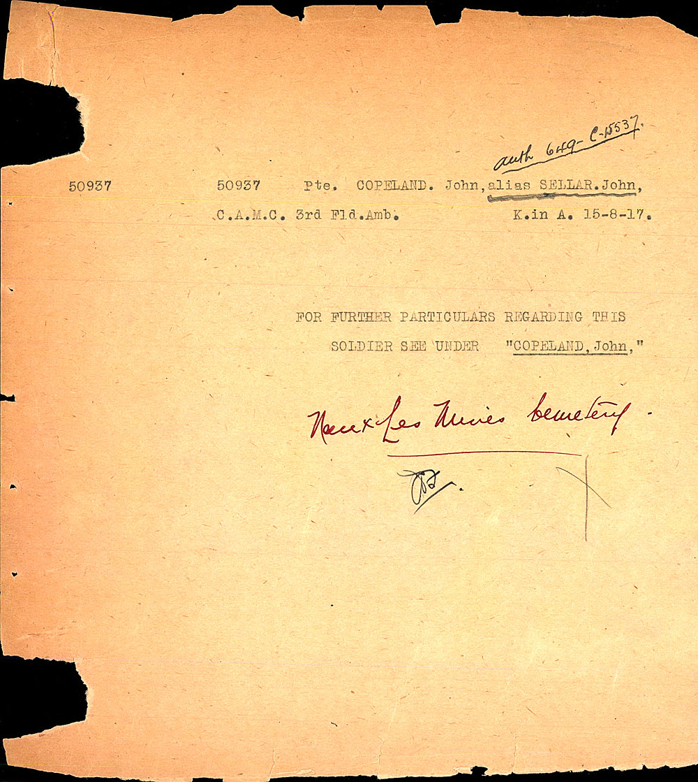 Title: Commonwealth War Graves Registers, First World War - Mikan Number: 46246 - Microform: 31830_B034455