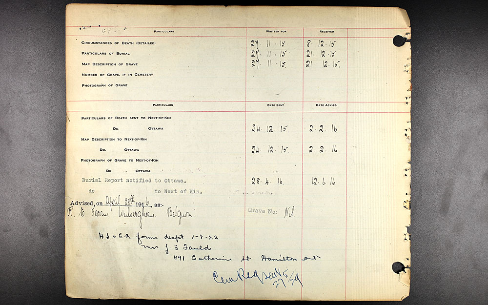 Title: Commonwealth War Graves Registers, First World War - Mikan Number: 46246 - Microform: 31830_B034751