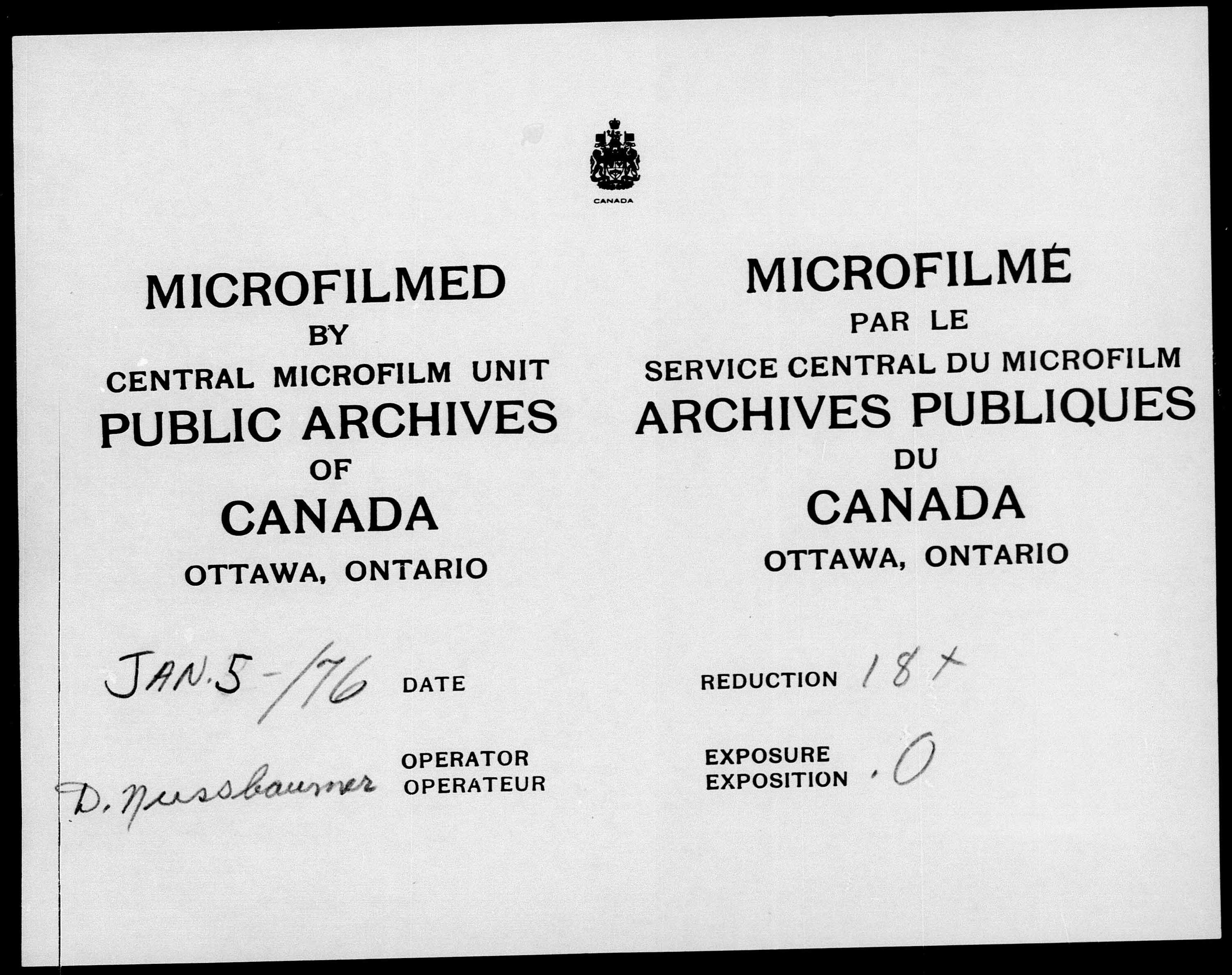 Title: Census of Canada, 1871 - Mikan Number: 142105 - Microform: c-10003