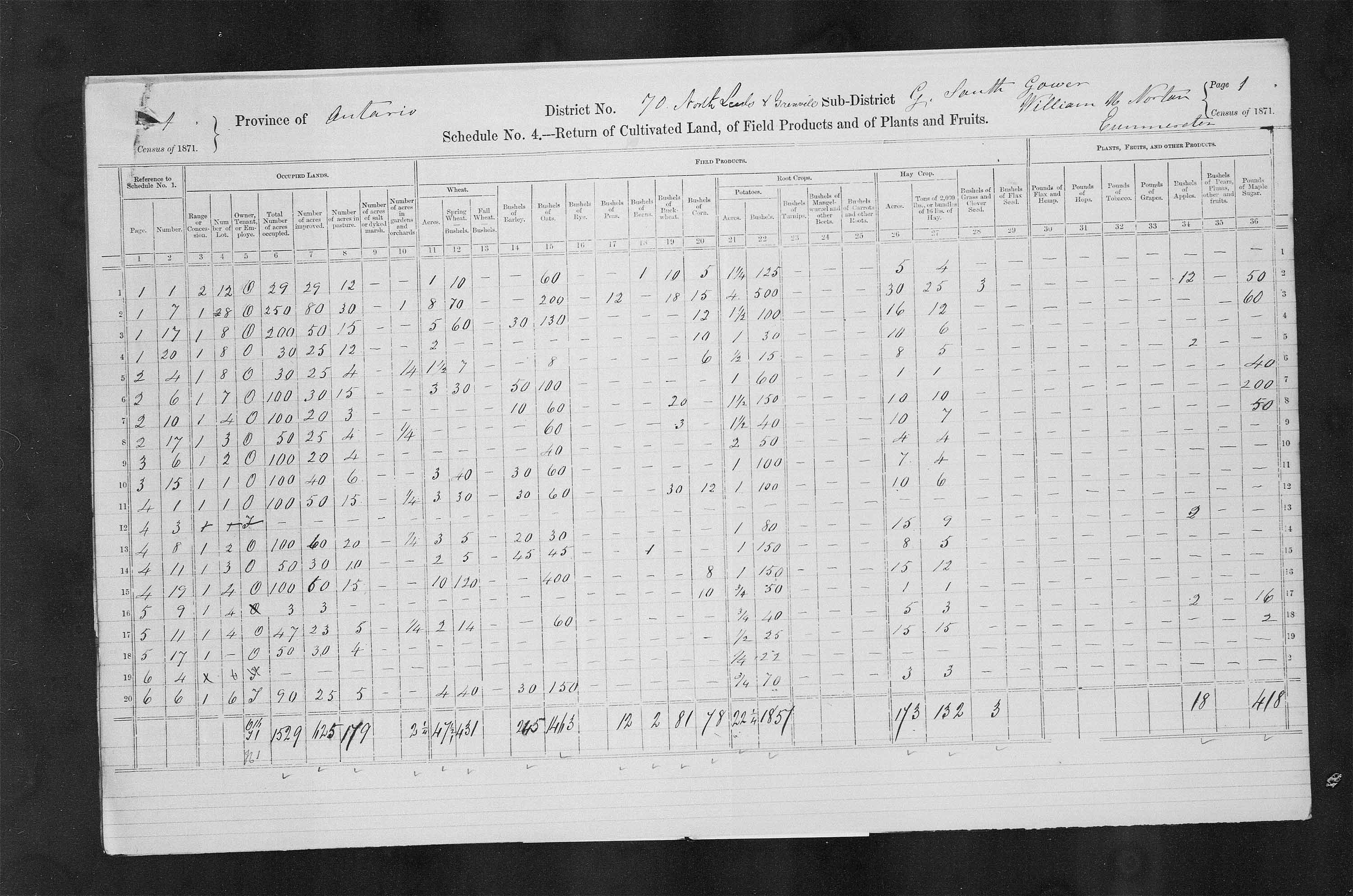 Title: Census of Canada, 1871 - Mikan Number: 142105 - Microform: c-10005