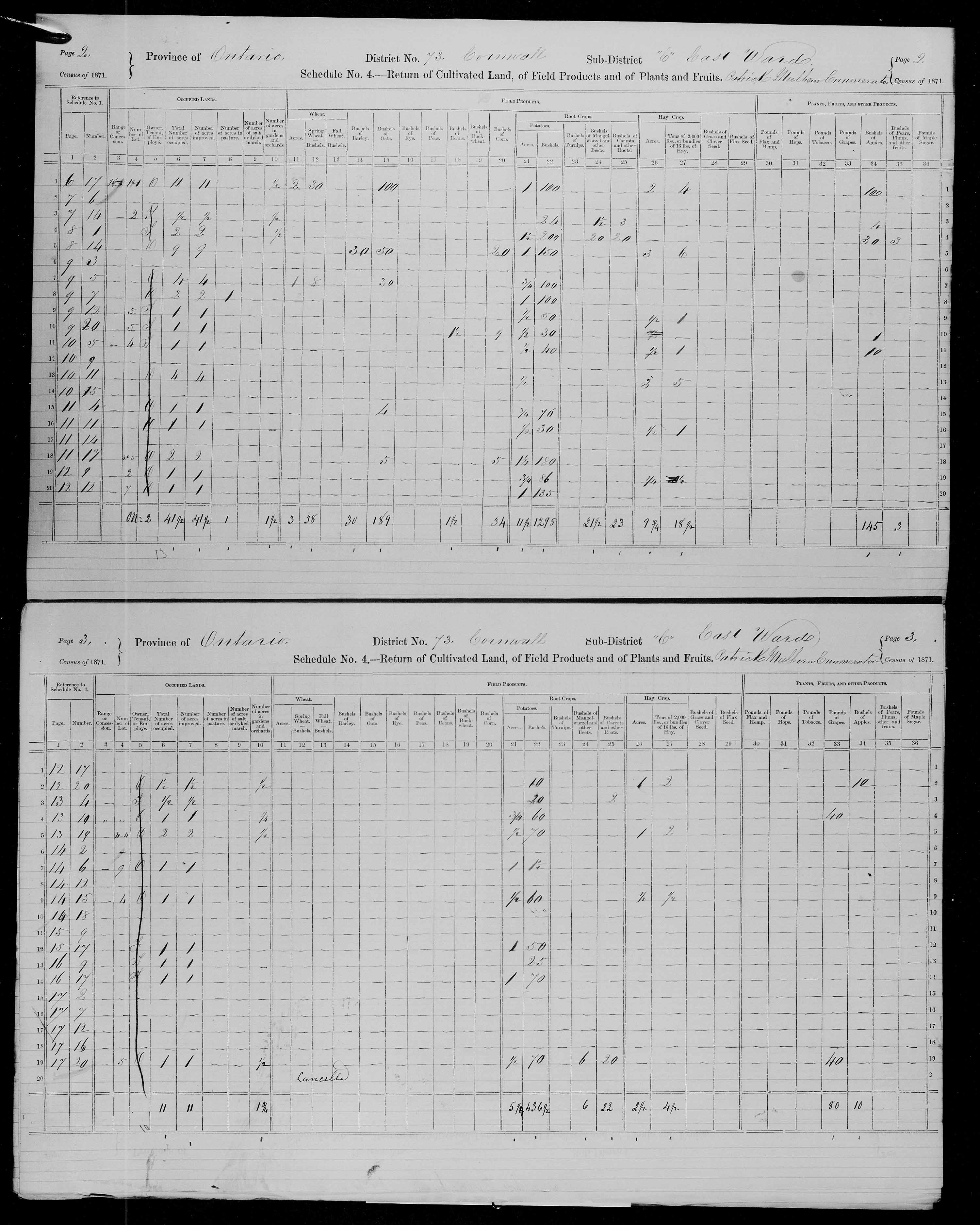 Title: Census of Canada, 1871 - Mikan Number: 142105 - Microform: c-10008