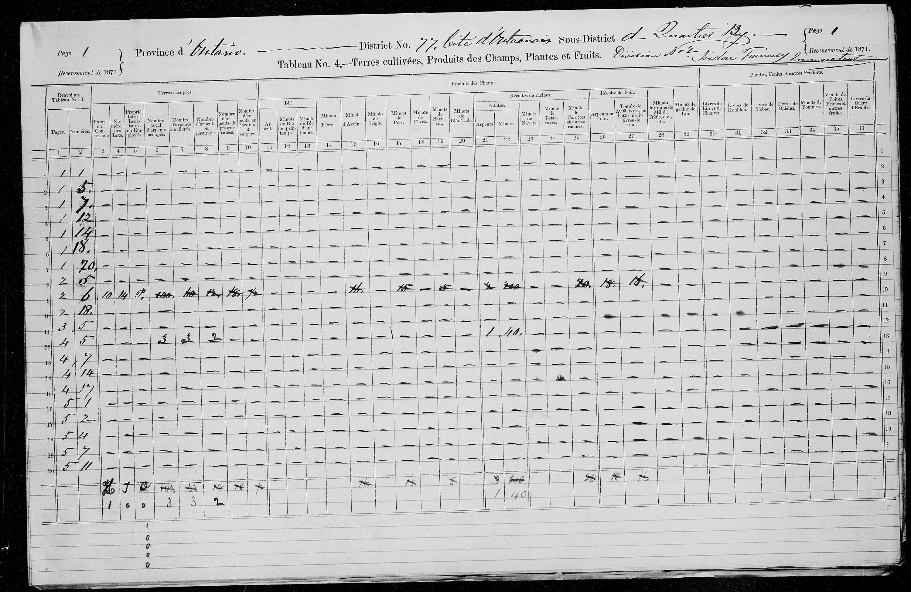 Title: Census of Canada, 1871 - Mikan Number: 142105 - Microform: c-10014