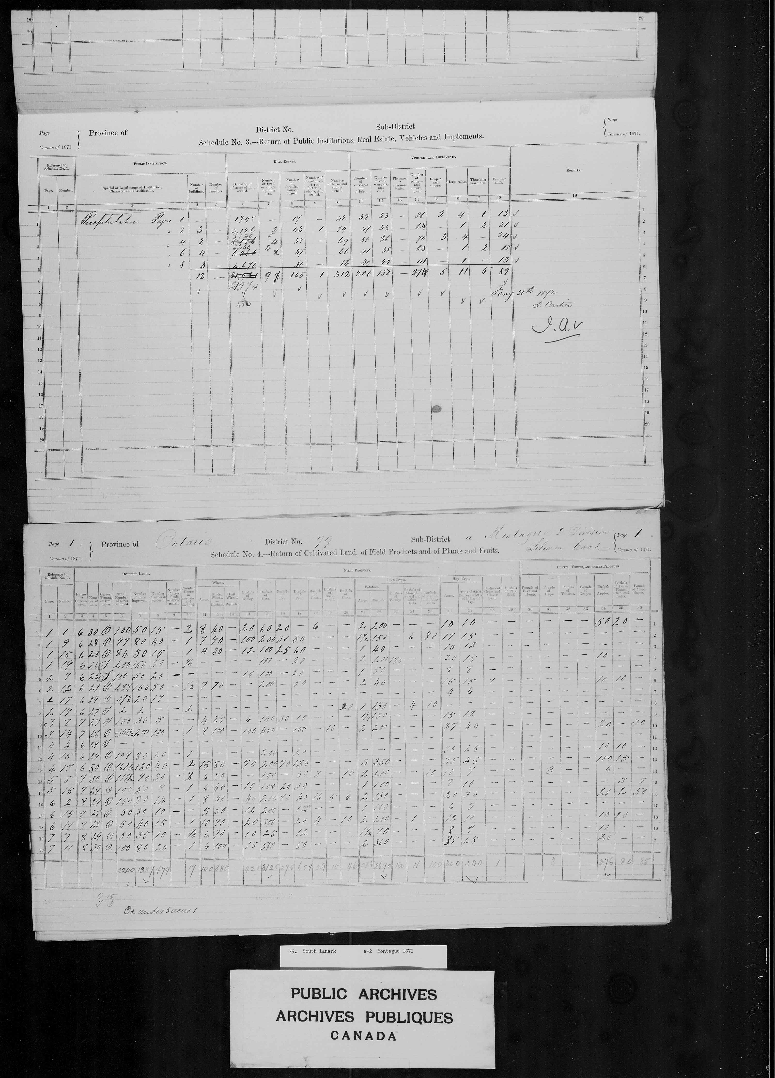 Title: Census of Canada, 1871 - Mikan Number: 142105 - Microform: c-10017
