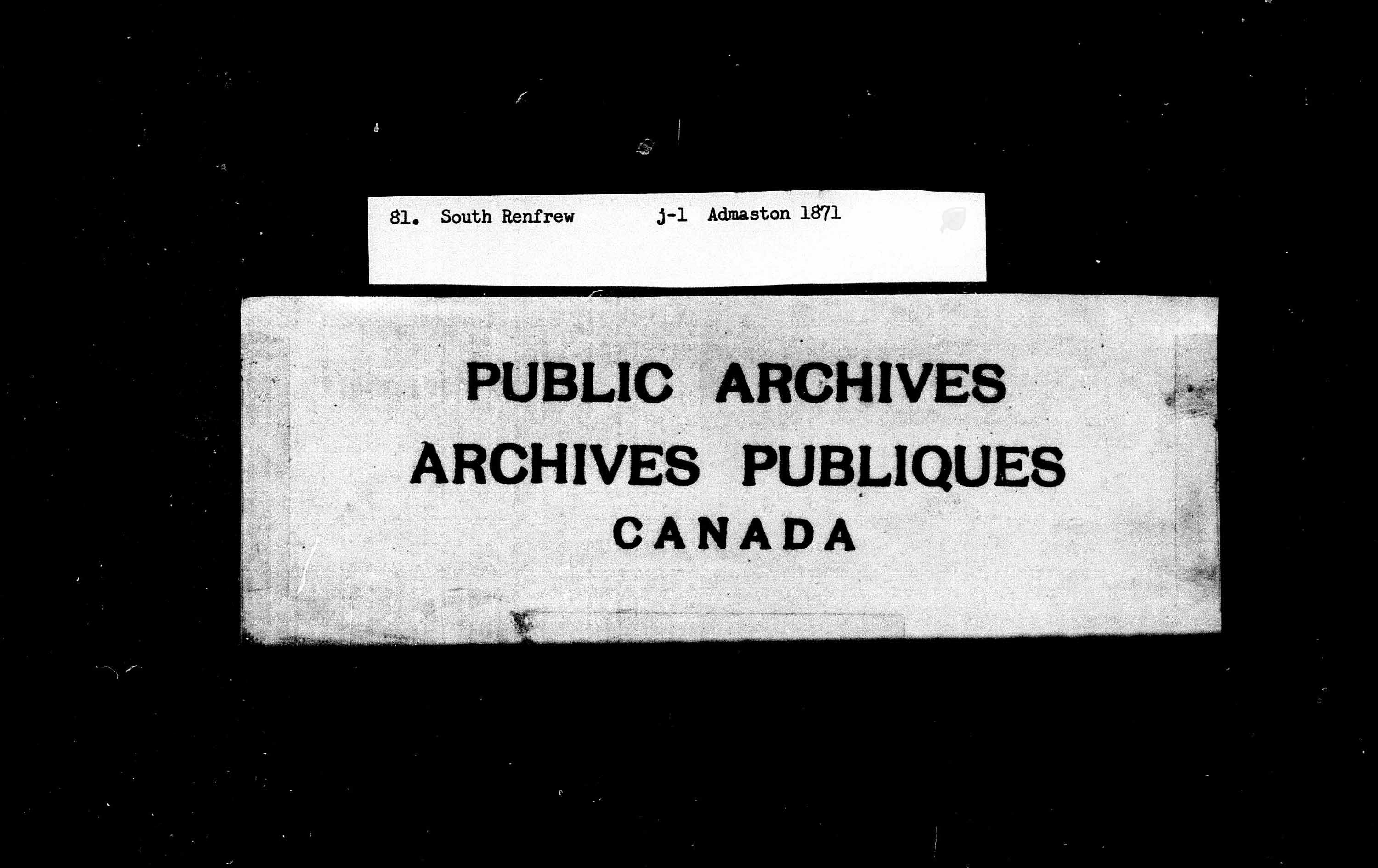 Title: Census of Canada, 1871 - Mikan Number: 142105 - Microform: c-10020