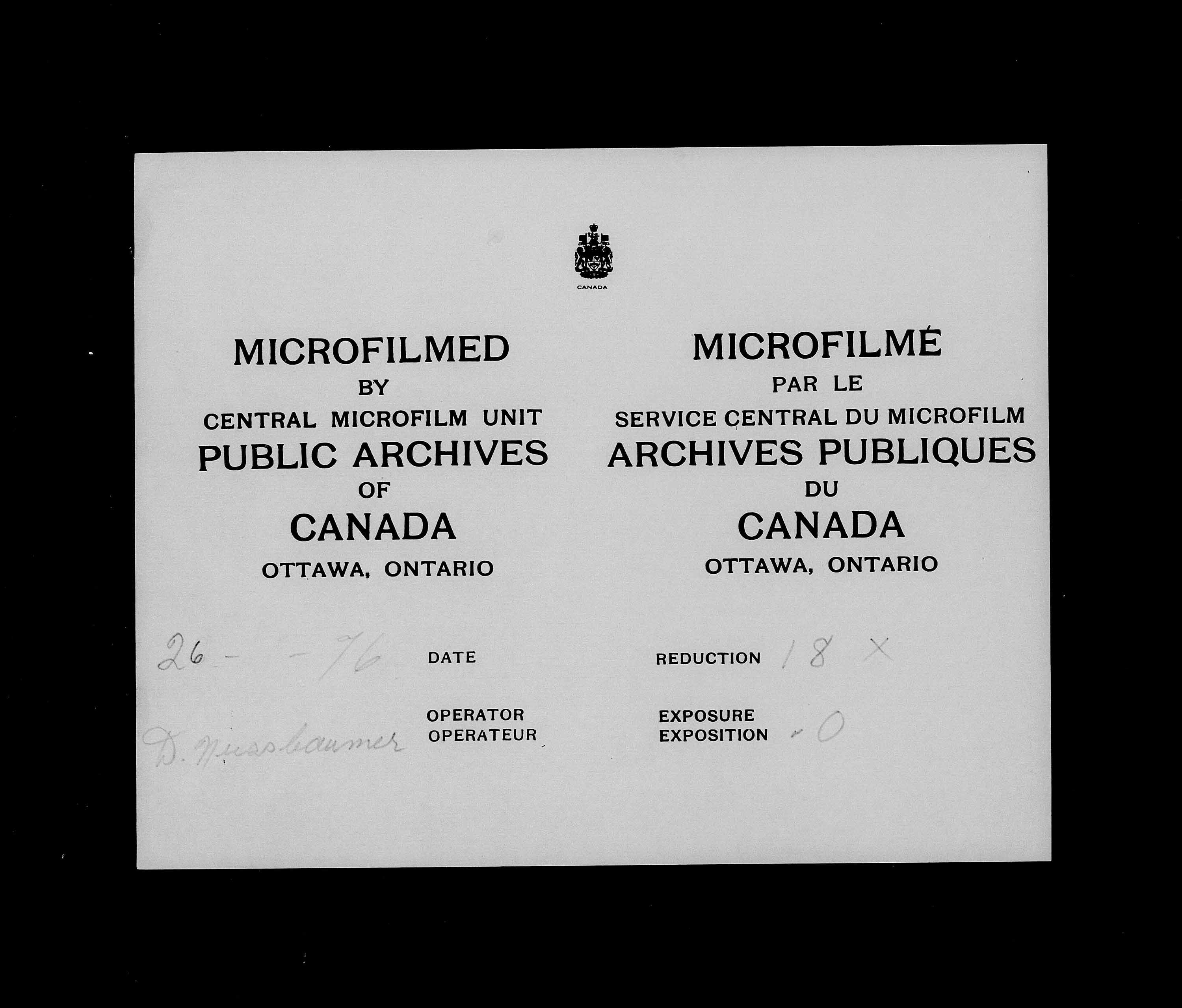 Archived Microform Digitization Library And Archives Canada