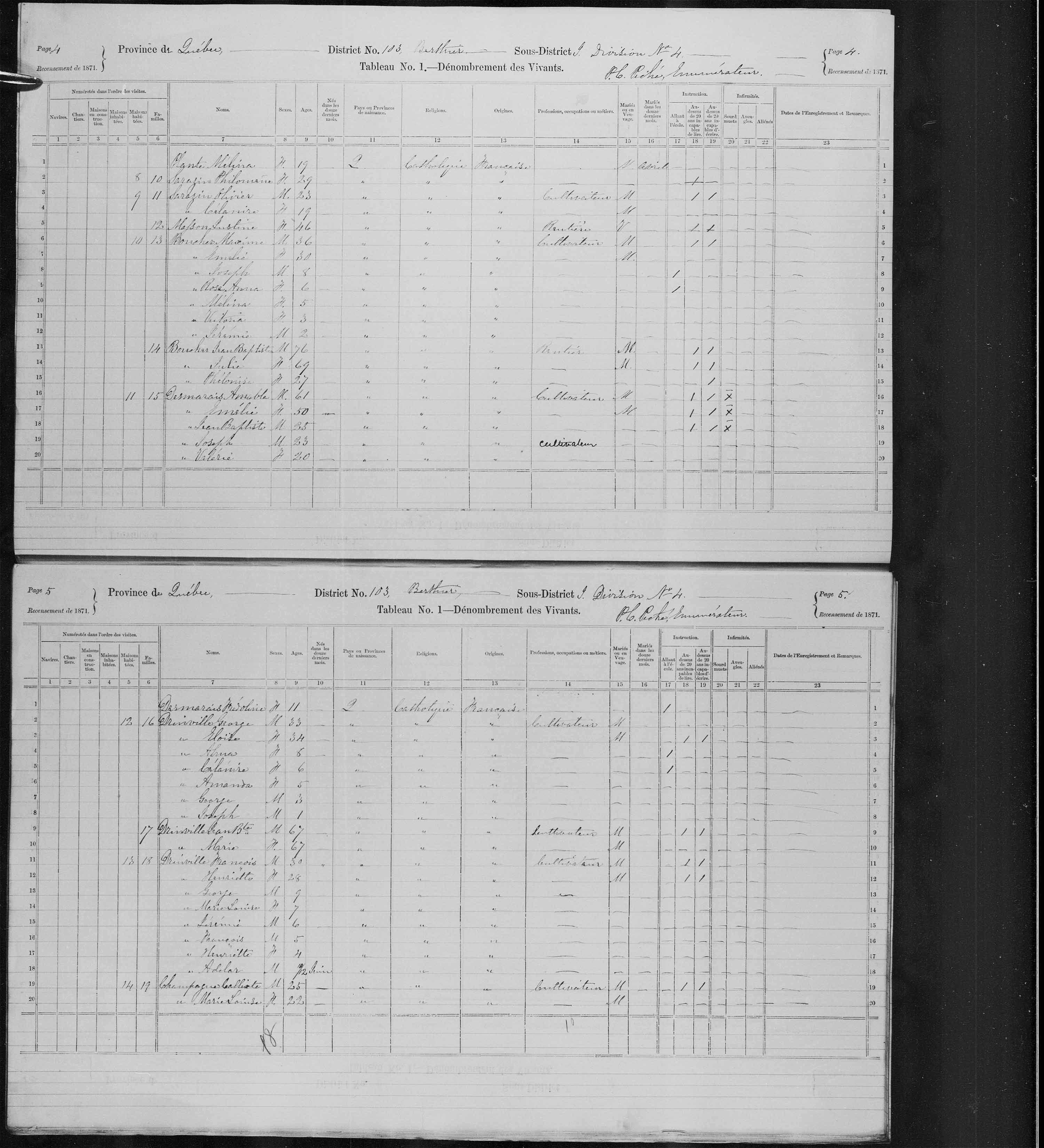 Title: Census of Canada, 1871 - Mikan Number: 142105 - Microform: c-10039