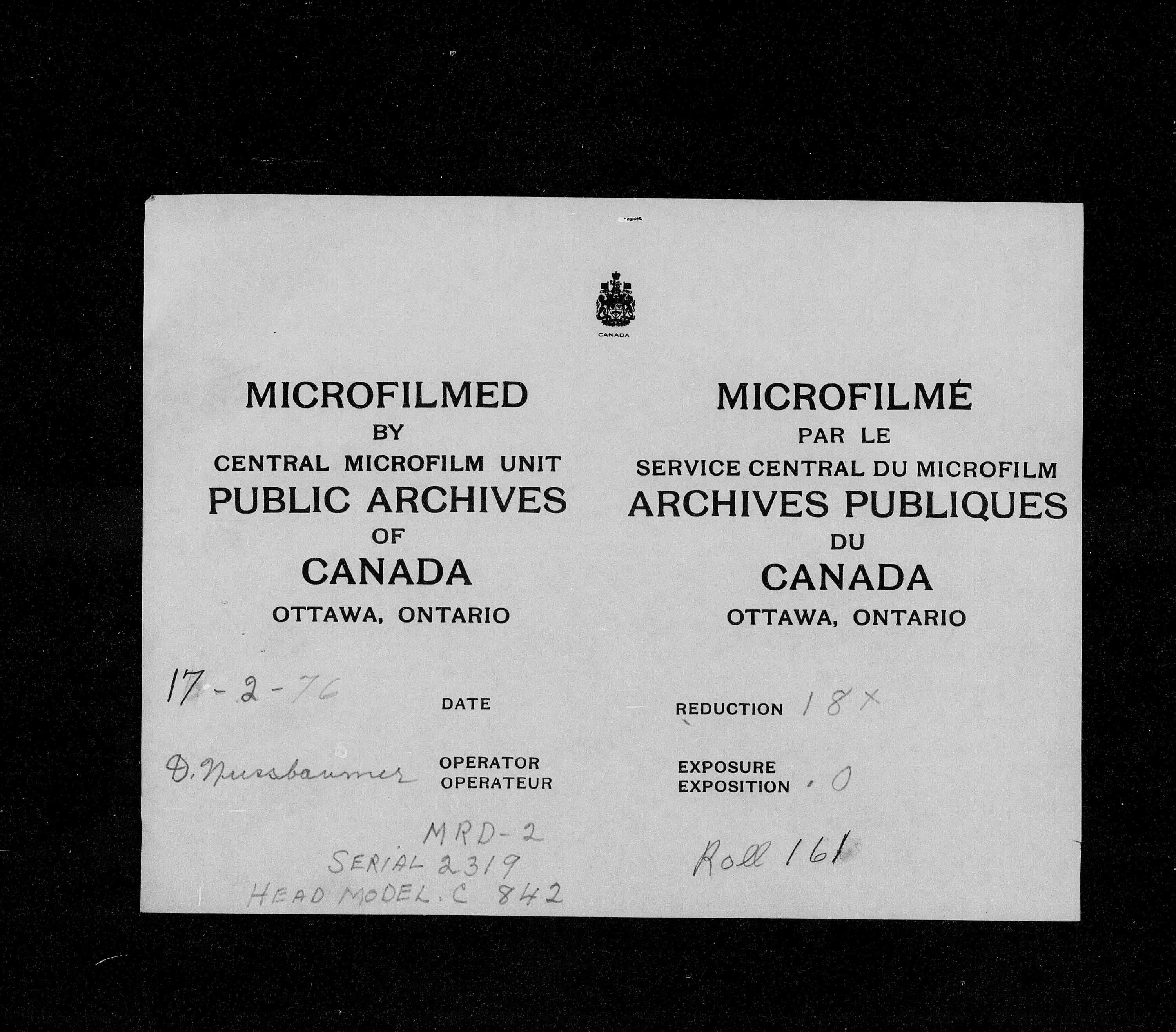 Titre : Recensement du Canada (1871) - N d'enregistrement Mikan : 194056 - Microforme : c-10047