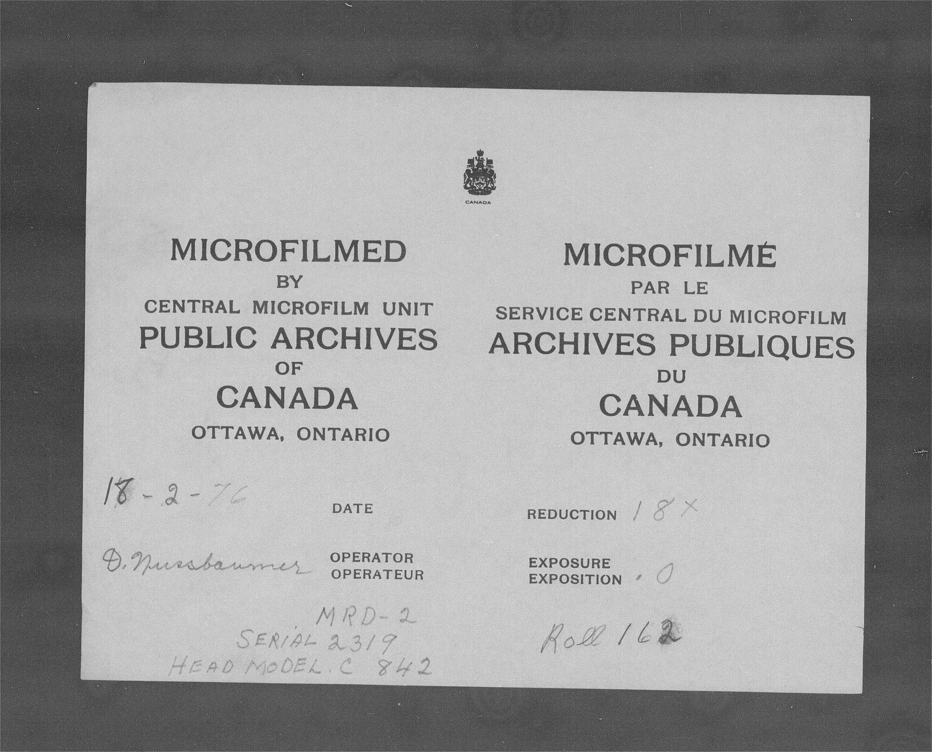 Titre : Recensement du Canada (1871) - N d'enregistrement Mikan : 194056 - Microforme : c-10048