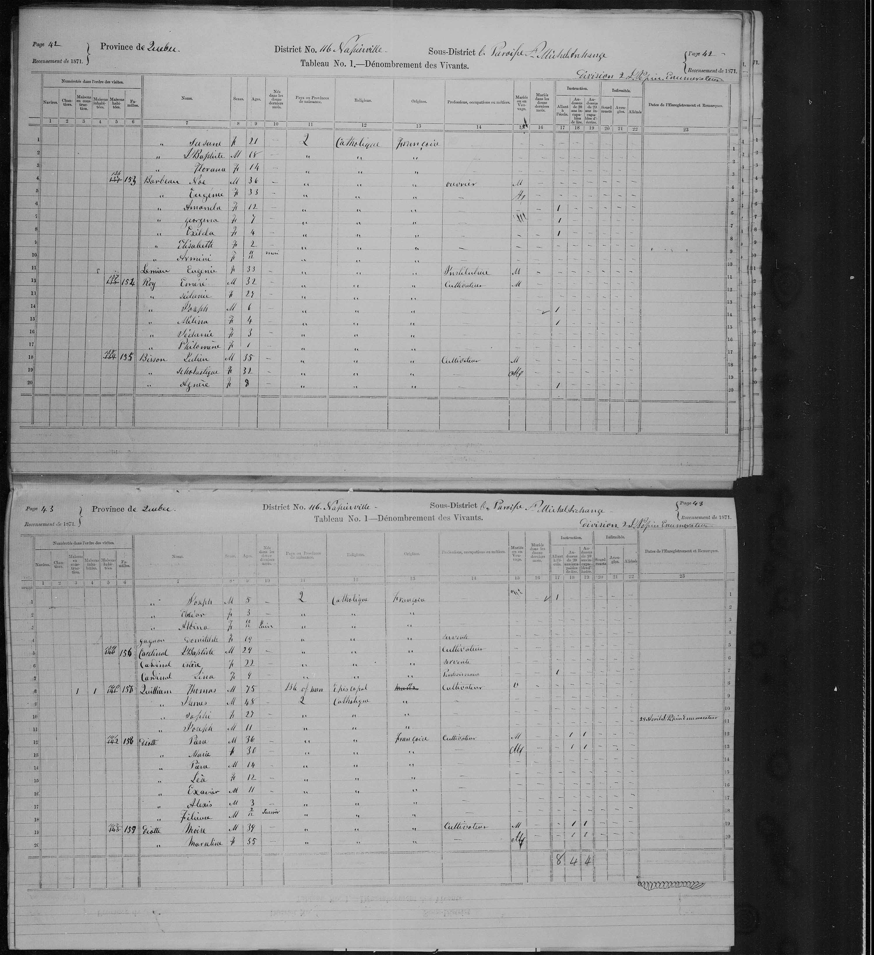 Title: Census of Canada, 1871 - Mikan Number: 142105 - Microform: c-10058