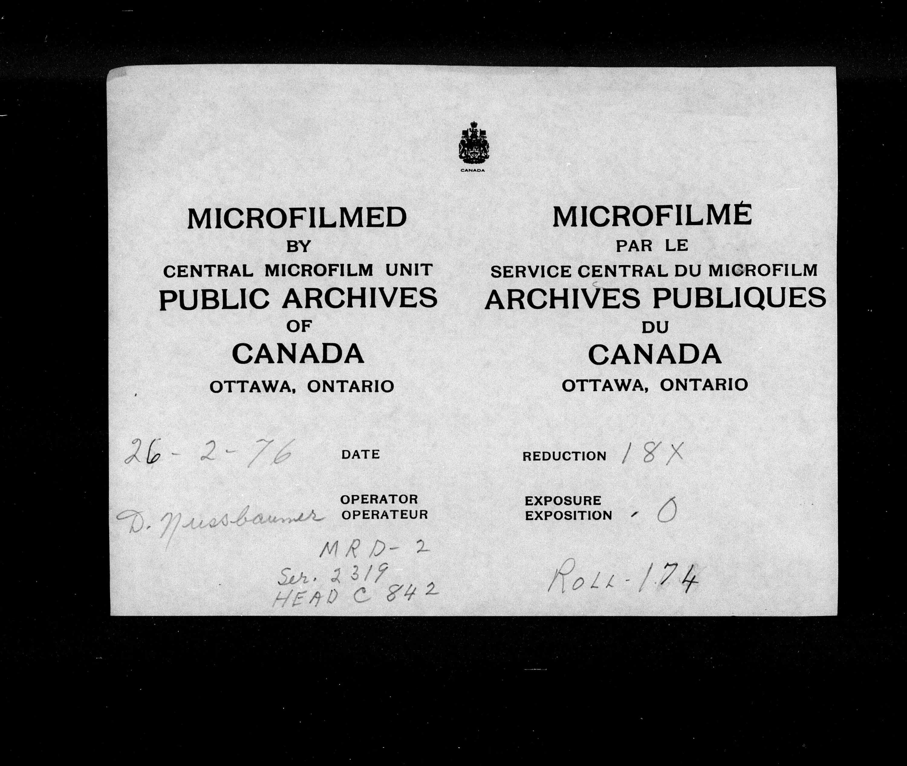 Title: Census of Canada, 1871 - Mikan Number: 142105 - Microform: c-10060