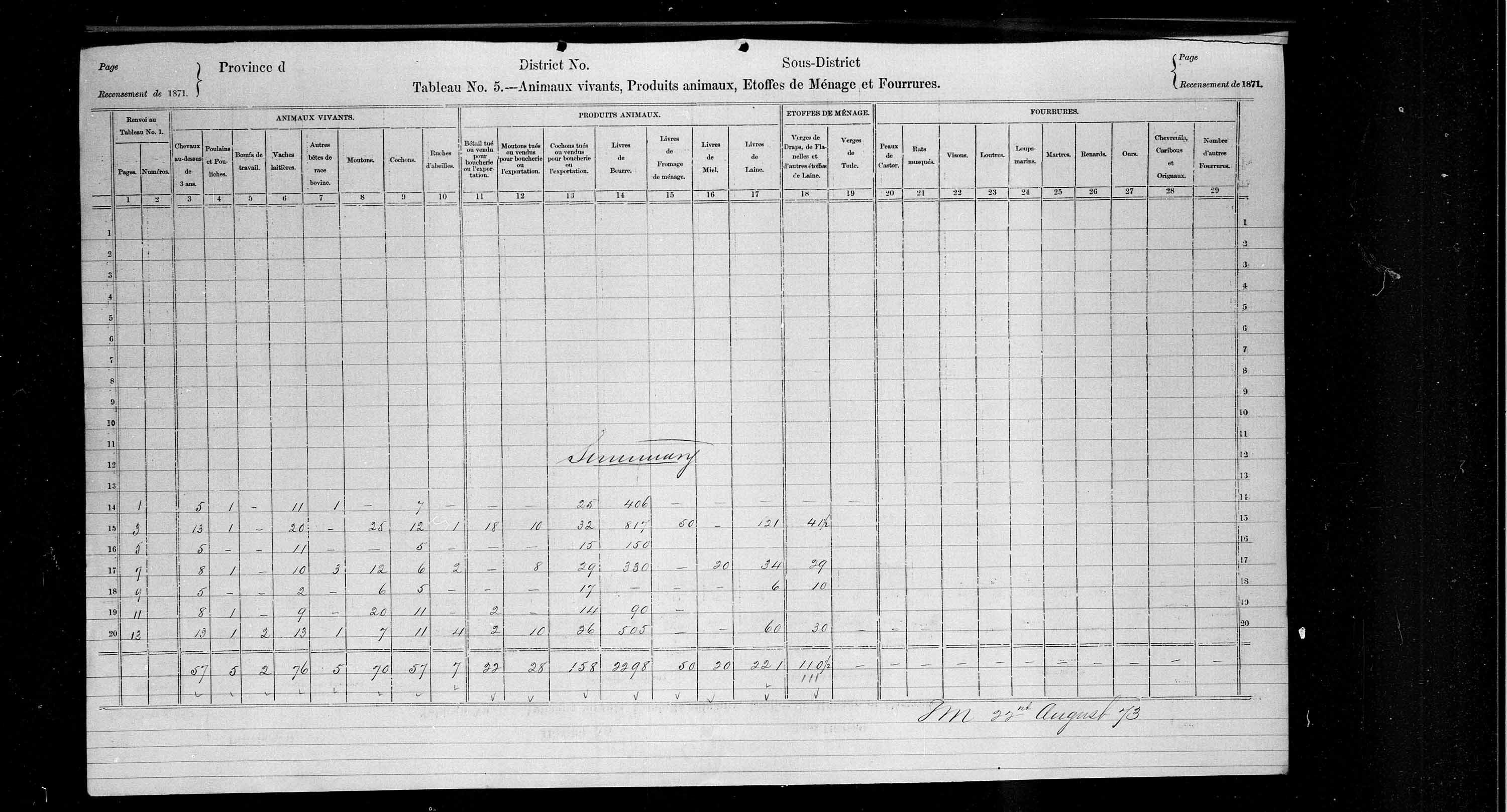 Title: Census of Canada, 1871 - Mikan Number: 142105 - Microform: c-10060