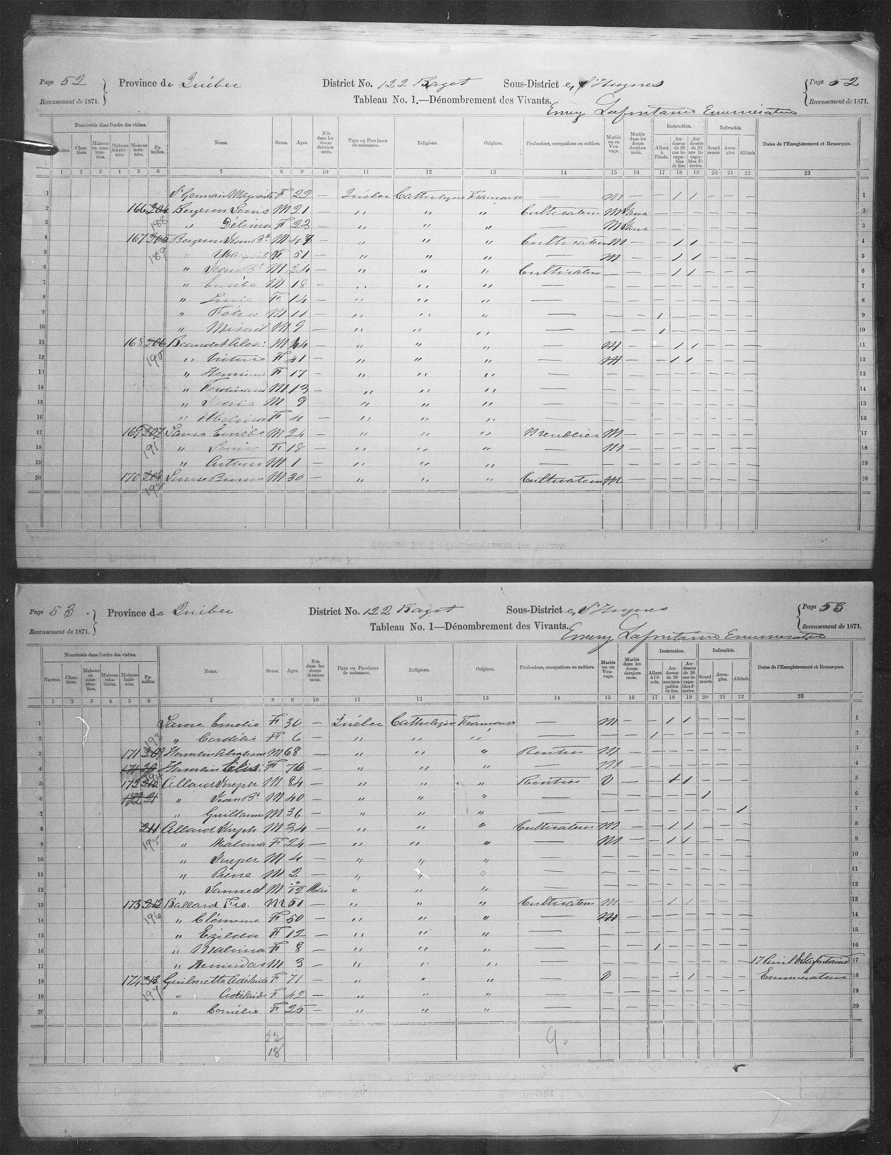 Title: Census of Canada, 1871 - Mikan Number: 142105 - Microform: c-10066