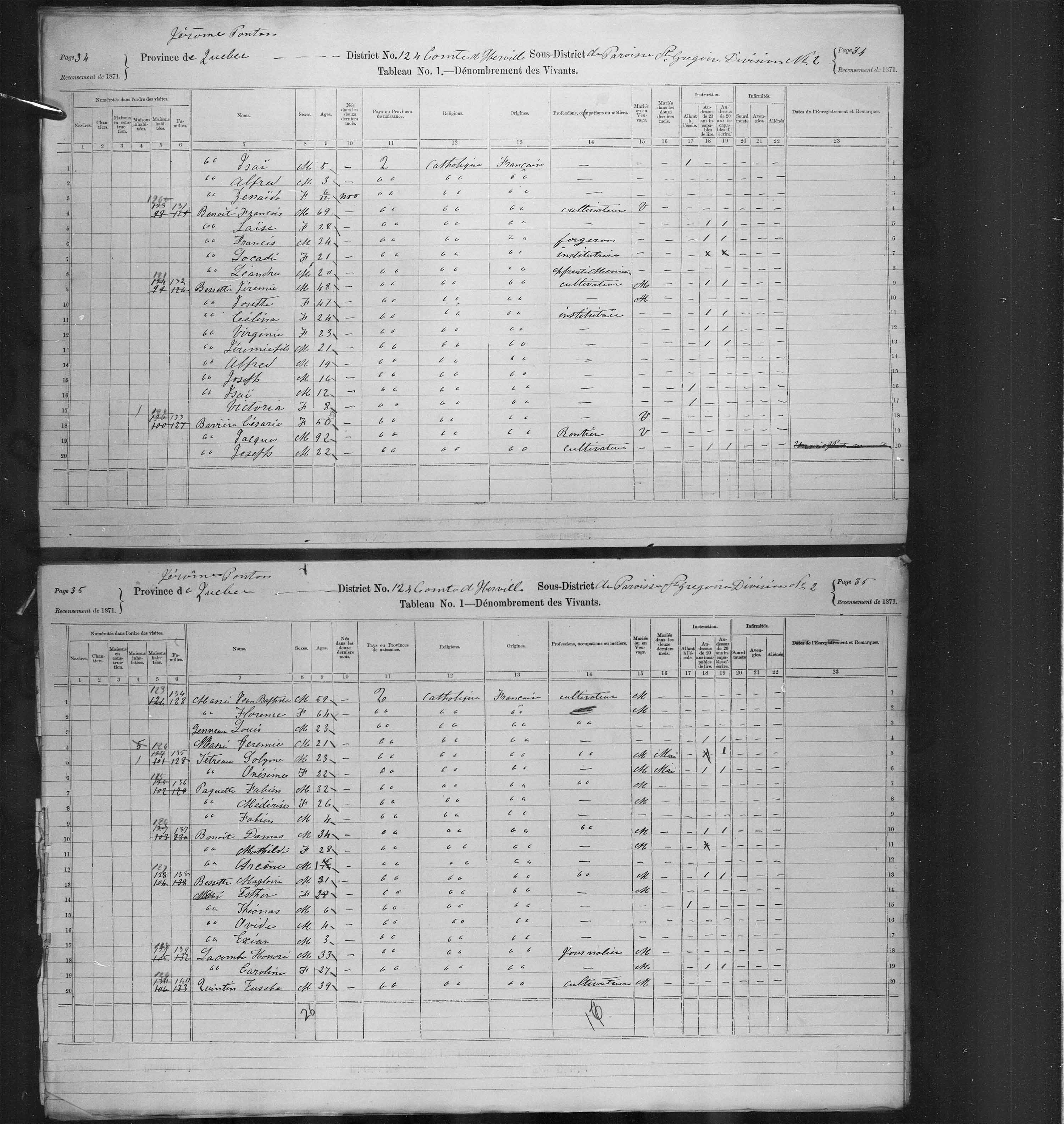Title: Census of Canada, 1871 - Mikan Number: 142105 - Microform: c-10069