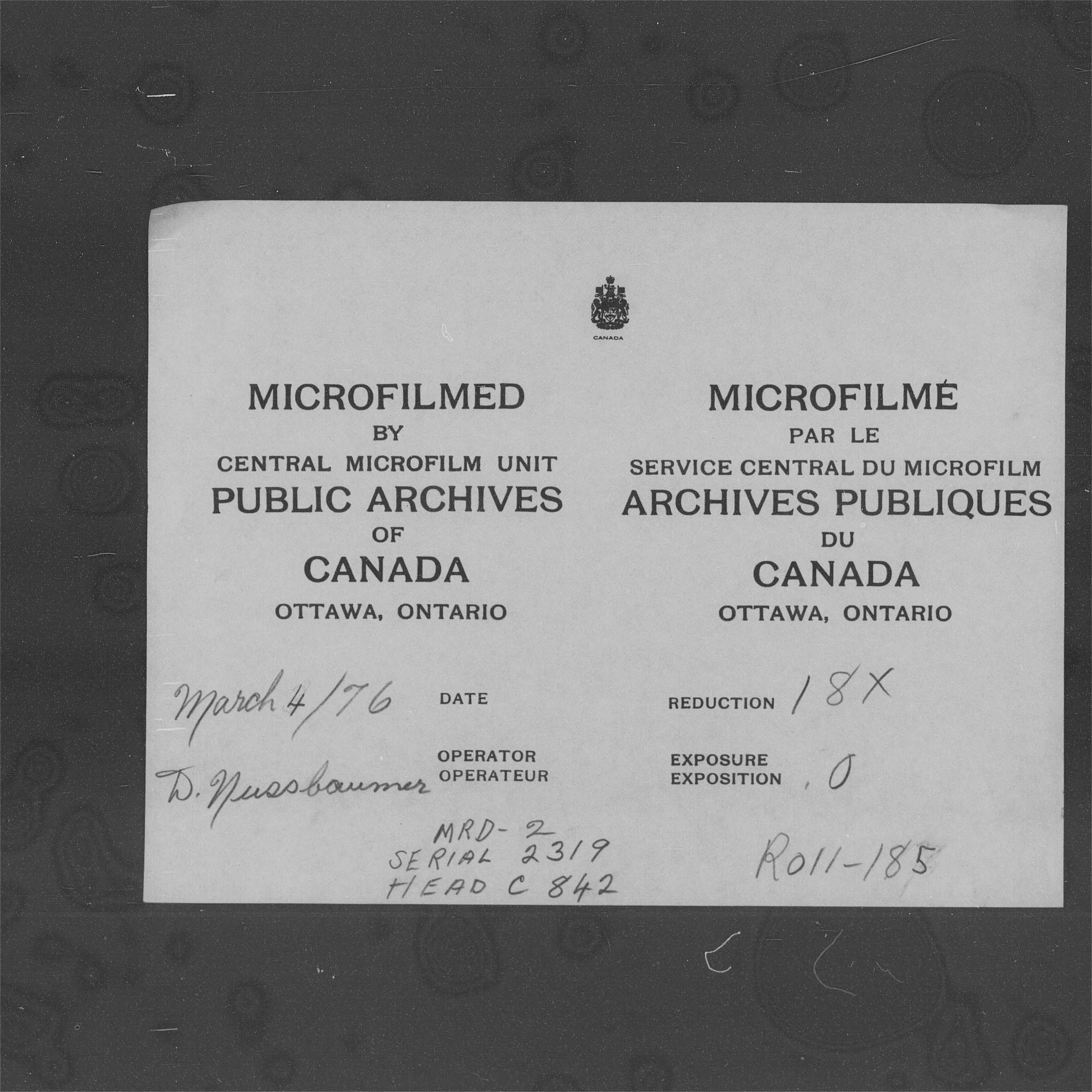 Title: Census of Canada, 1871 - Mikan Number: 142105 - Microform: c-10071