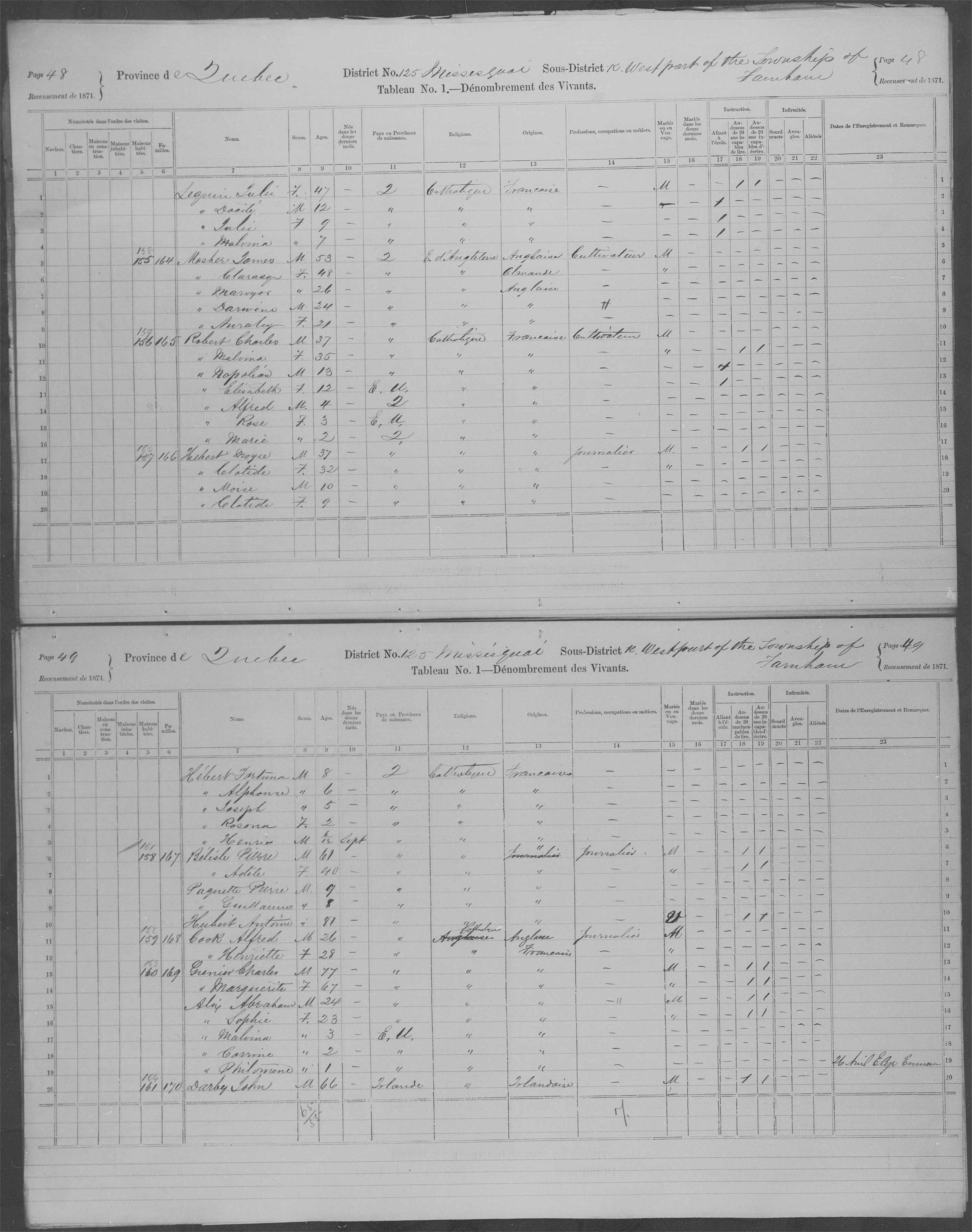 Title: Census of Canada, 1871 - Mikan Number: 142105 - Microform: c-10071