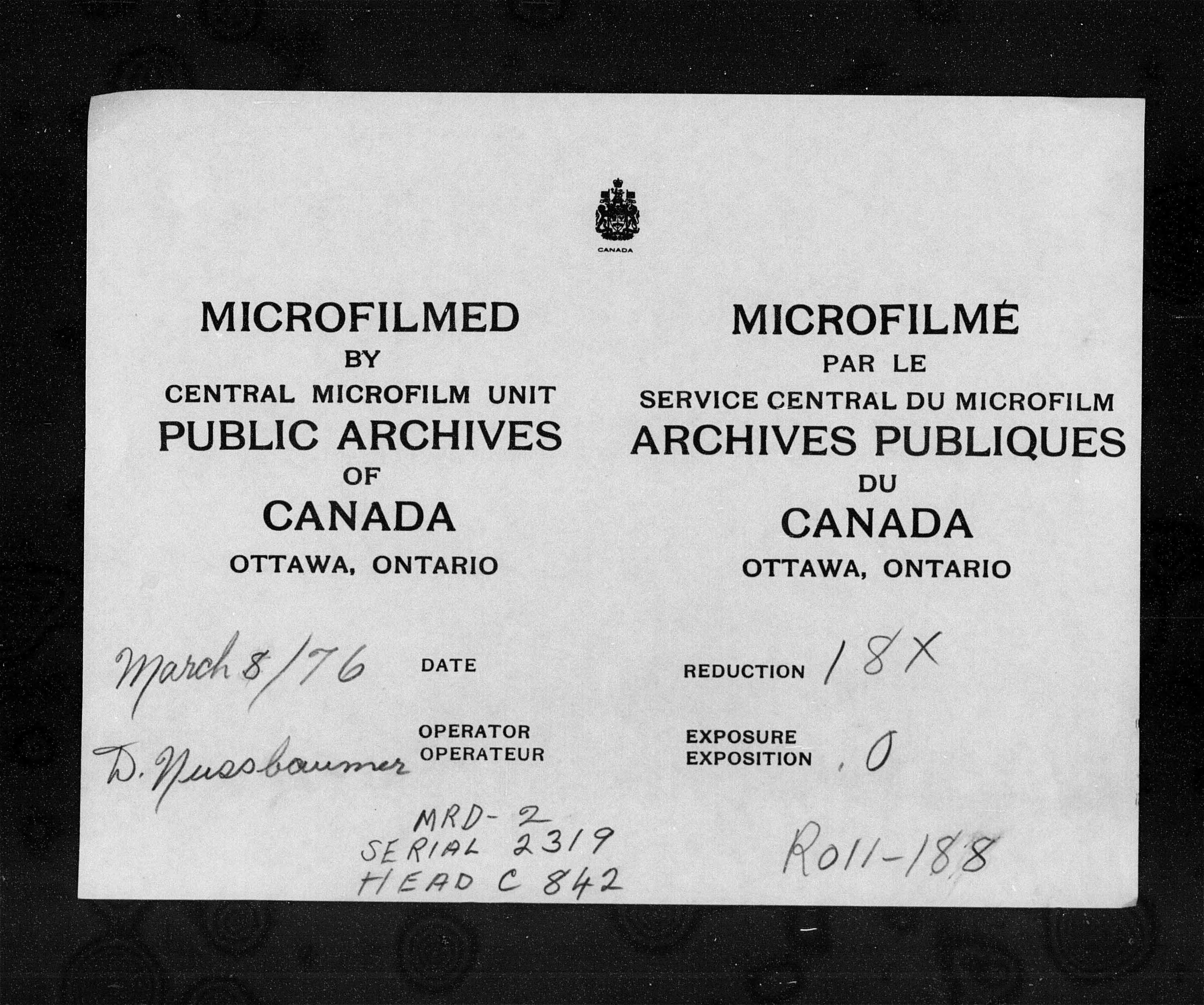 Title: Census of Canada, 1871 - Mikan Number: 142105 - Microform: c-10074