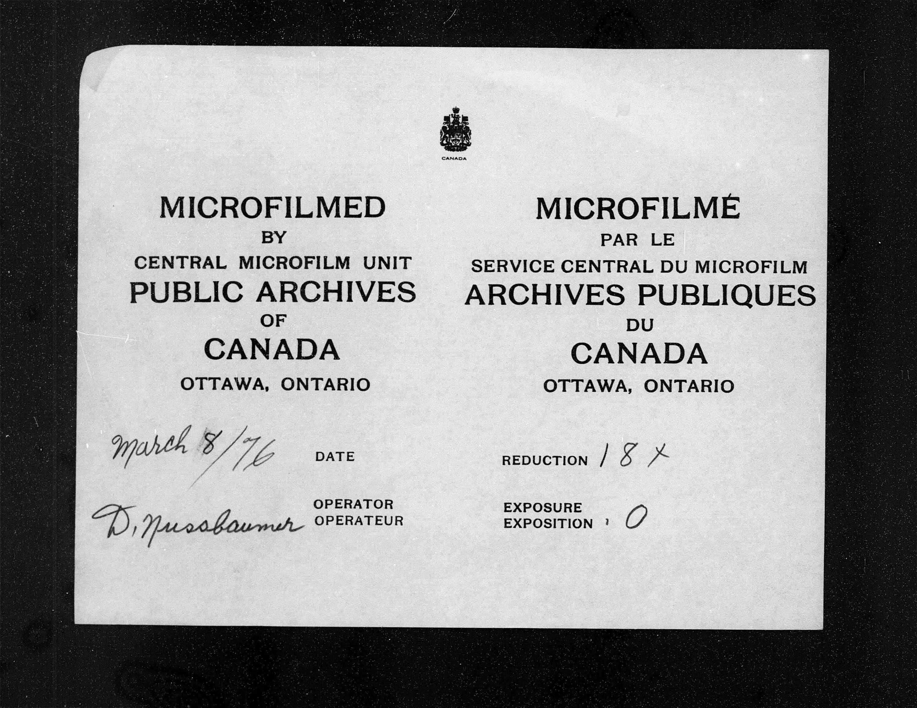 Titre : Recensement du Canada (1871) - N d'enregistrement Mikan : 194056 - Microforme : c-10074