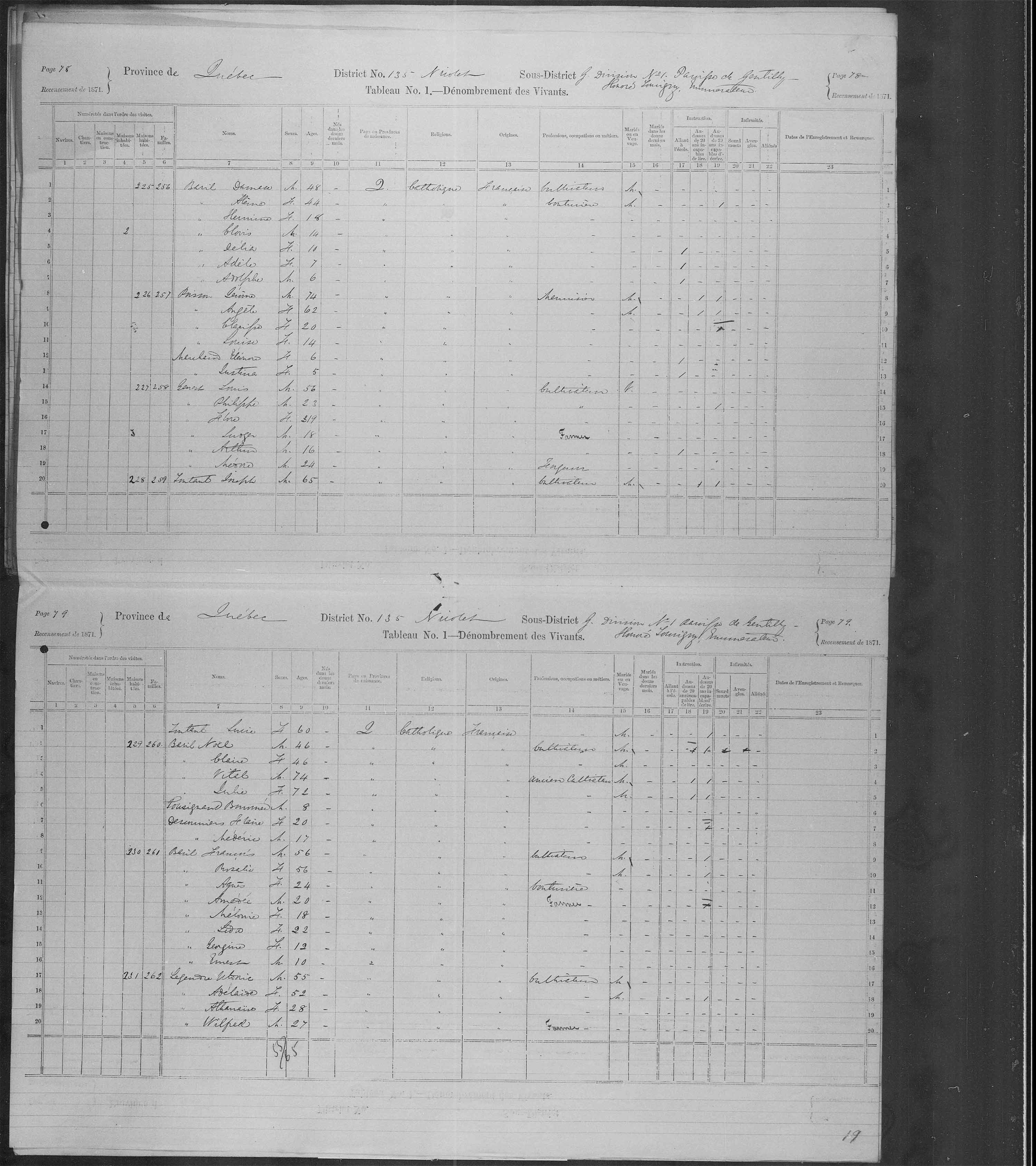 Title: Census of Canada, 1871 - Mikan Number: 142105 - Microform: c-10082
