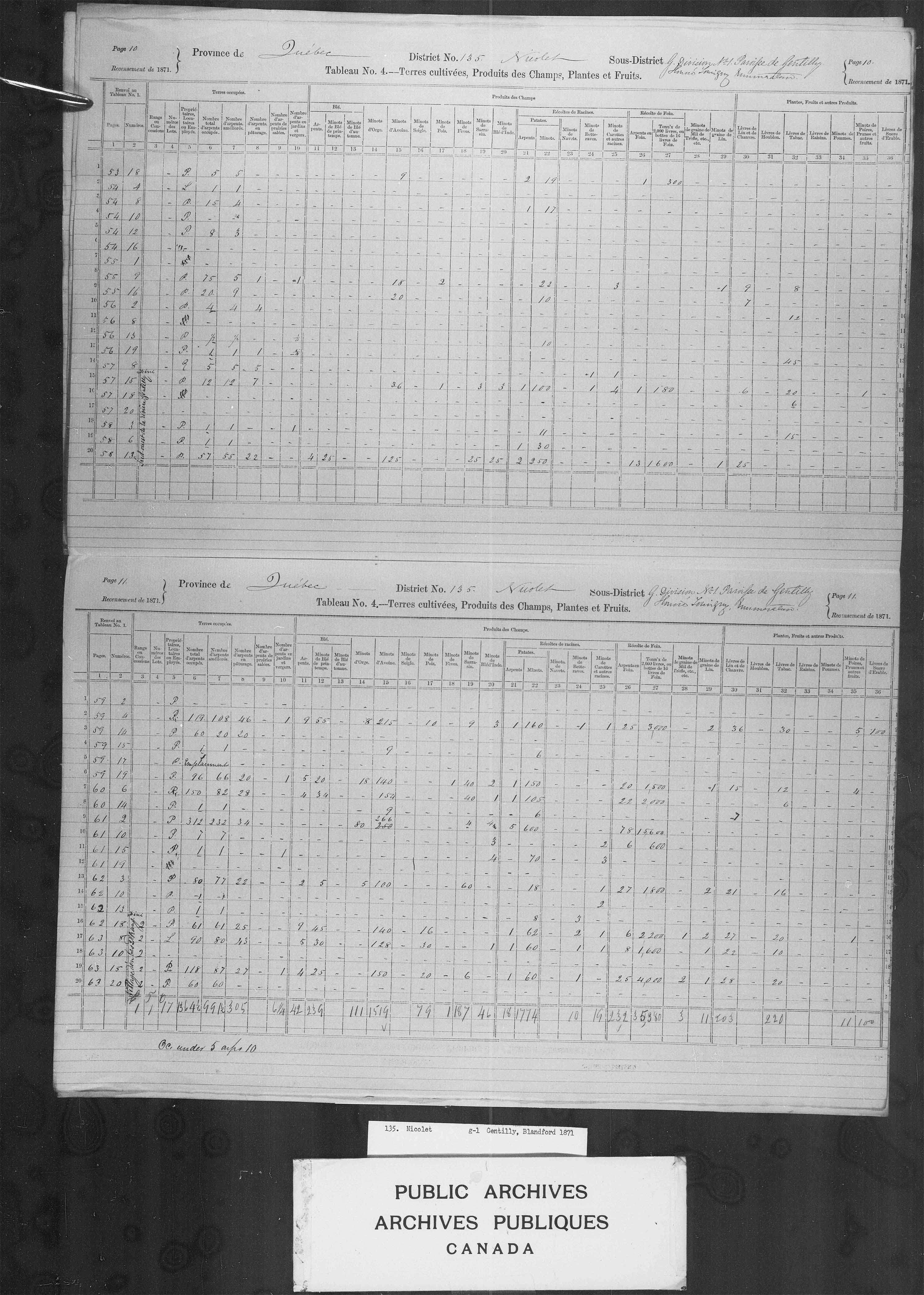 Title: Census of Canada, 1871 - Mikan Number: 142105 - Microform: c-10082