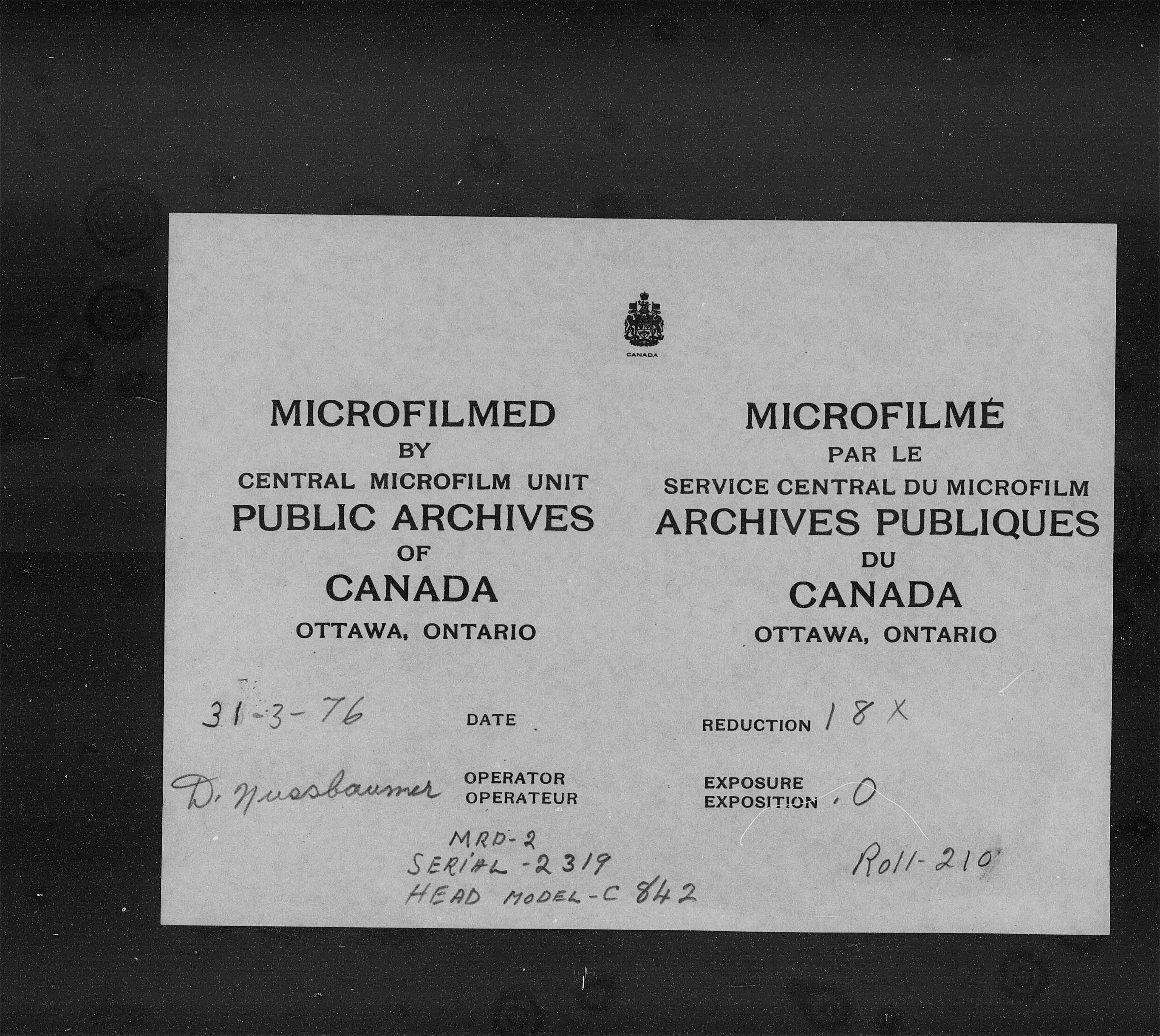 Titre : Recensement du Canada (1871) - N d'enregistrement Mikan : 194056 - Microforme : c-10096