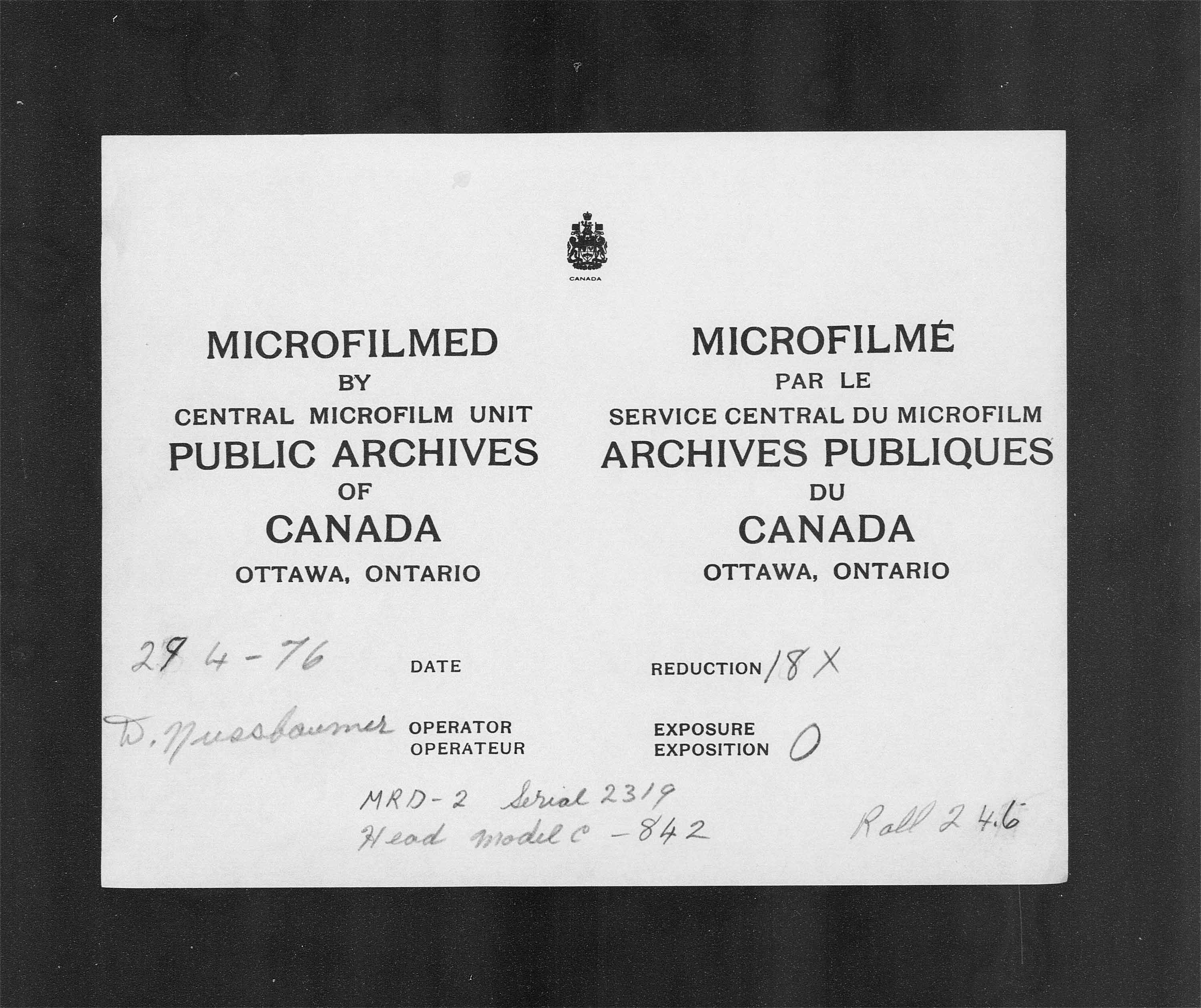 Titre : Recensement du Canada (1871) - N d'enregistrement Mikan : 194056 - Microforme : c-10378