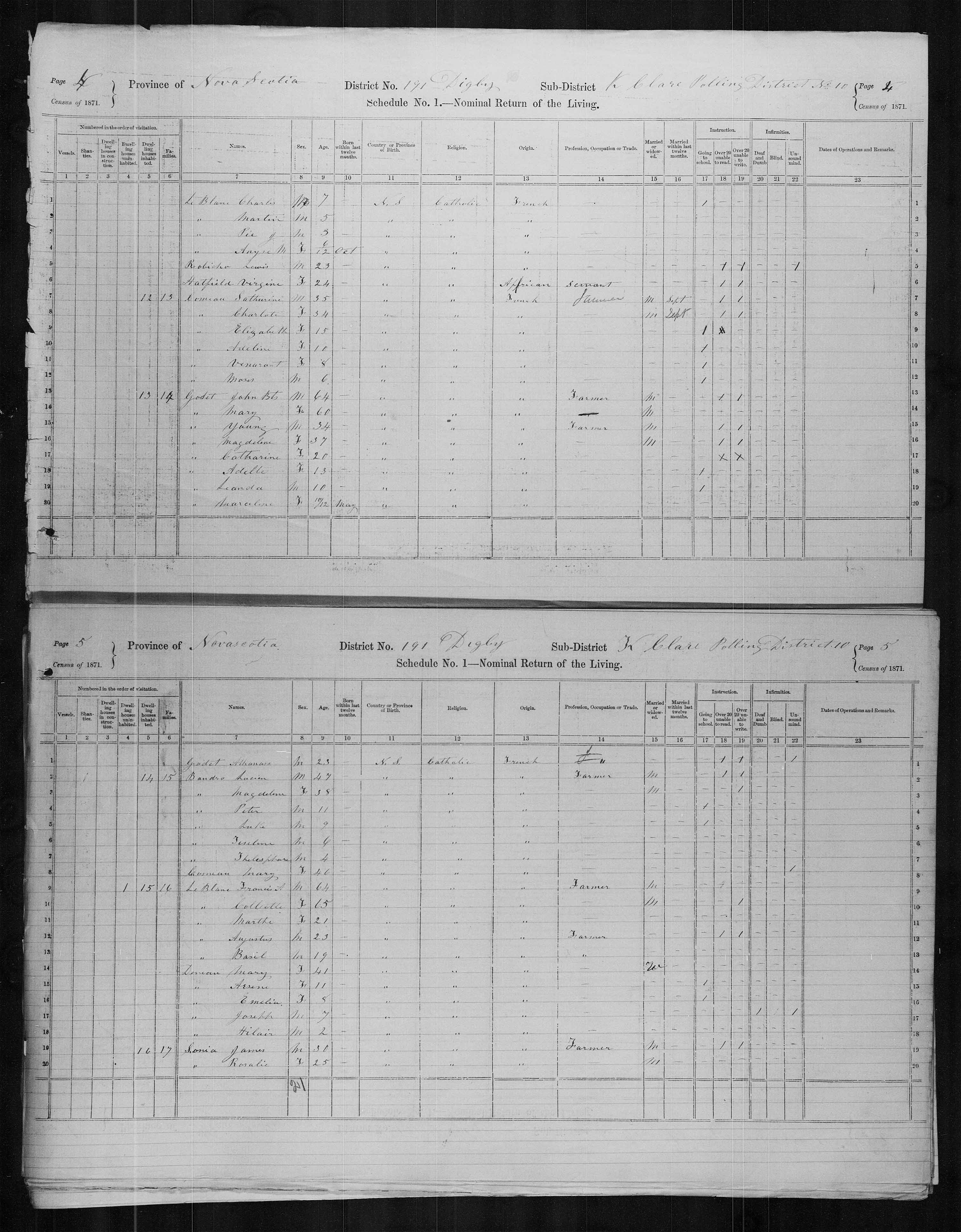 Title: Census of Canada, 1871 - Mikan Number: 142105 - Microform: c-10545