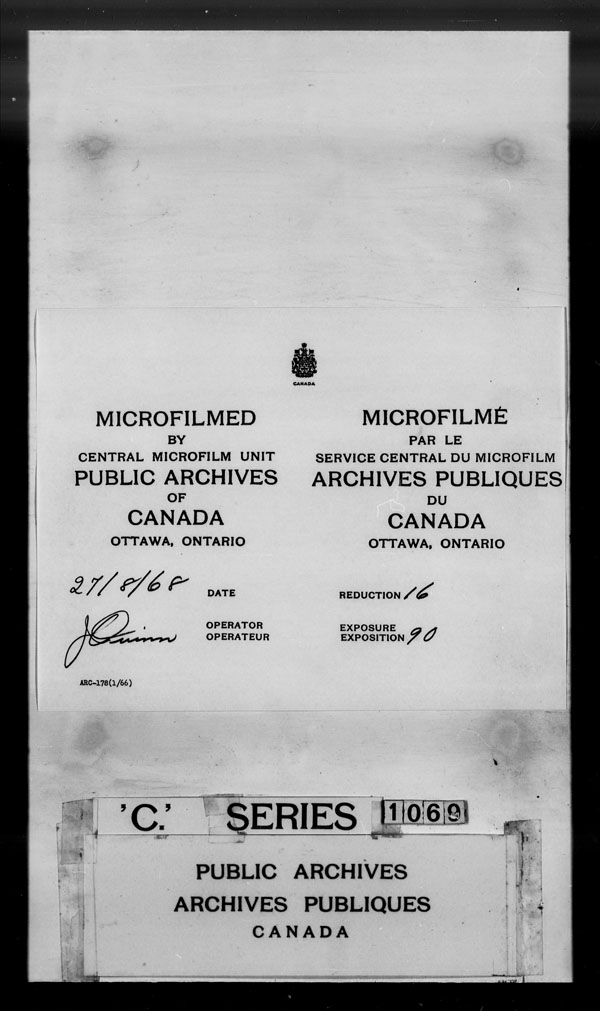 Title: British Military and Naval Records (RG 8, C Series) - DOCUMENTS - Mikan Number: 105012 - Microform: c-1465