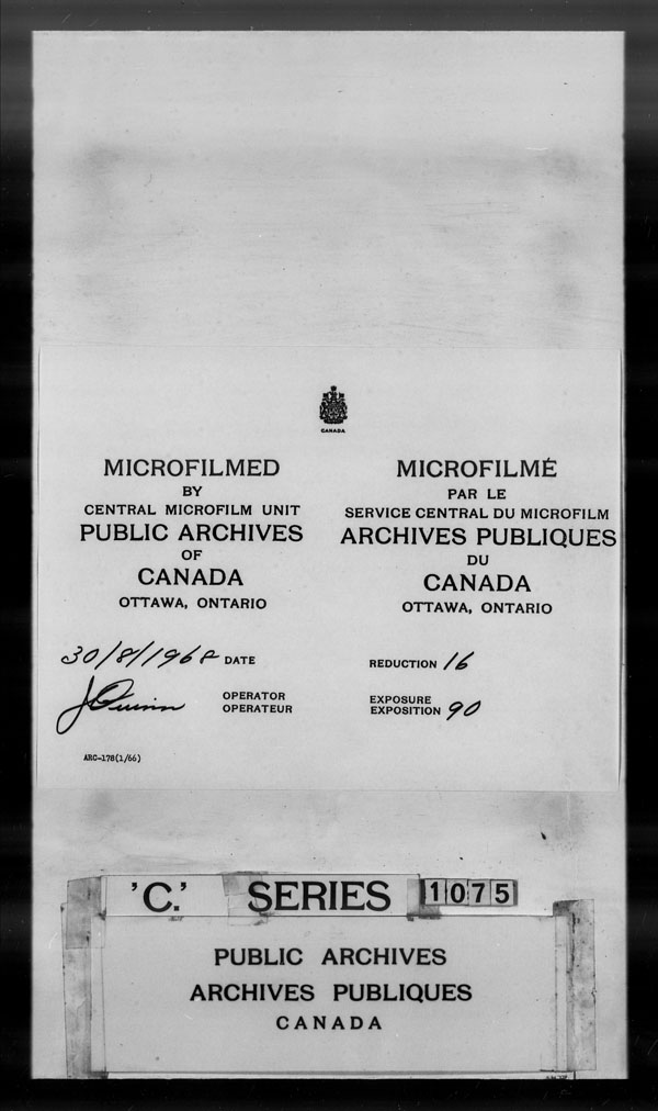 Title: British Military and Naval Records (RG 8, C Series) - DOCUMENTS - Mikan Number: 105012 - Microform: c-1467