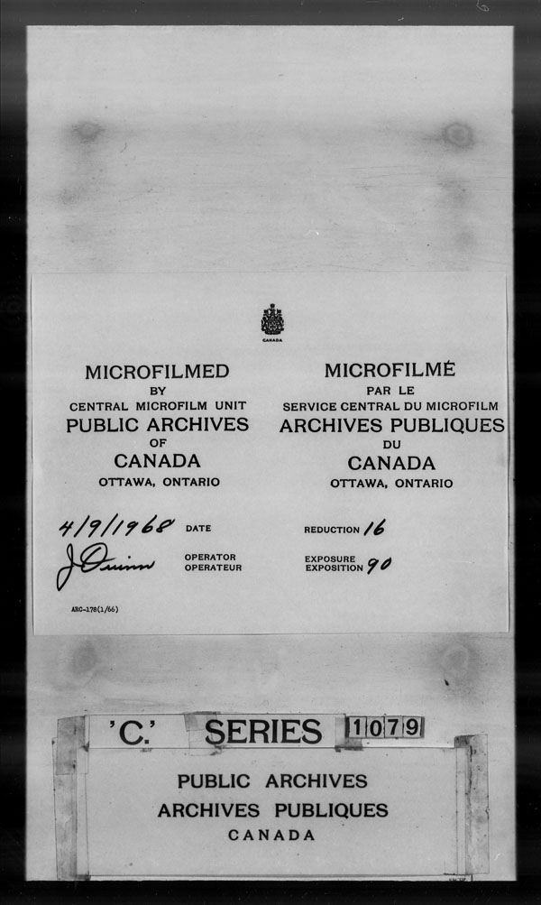 Title: British Military and Naval Records (RG 8, C Series) - DOCUMENTS - Mikan Number: 105012 - Microform: c-1468