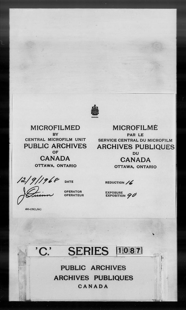 Title: British Military and Naval Records (RG 8, C Series) - DOCUMENTS - Mikan Number: 105012 - Microform: c-1470