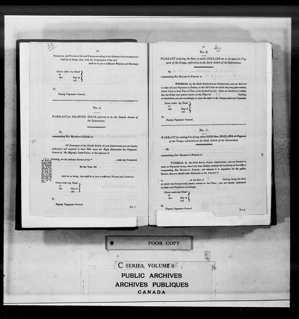 Title: British Military and Naval Records (RG 8, C Series) - DOCUMENTS - Mikan Number: 105012 - Microform: c-2607